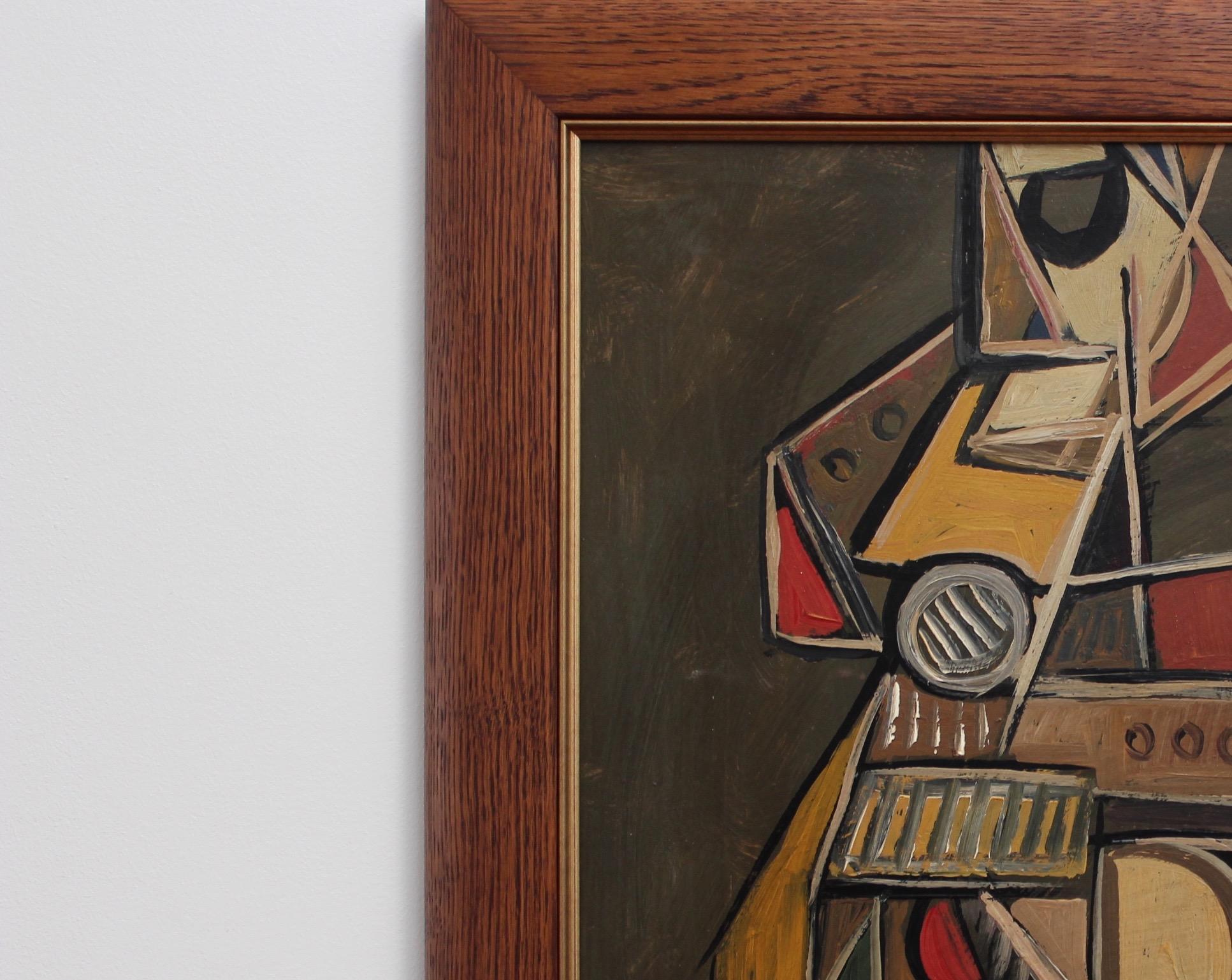 'Cubist Instrumentalist' by V.R., Mid-Century Abstract Oil Painting, Berlin 5