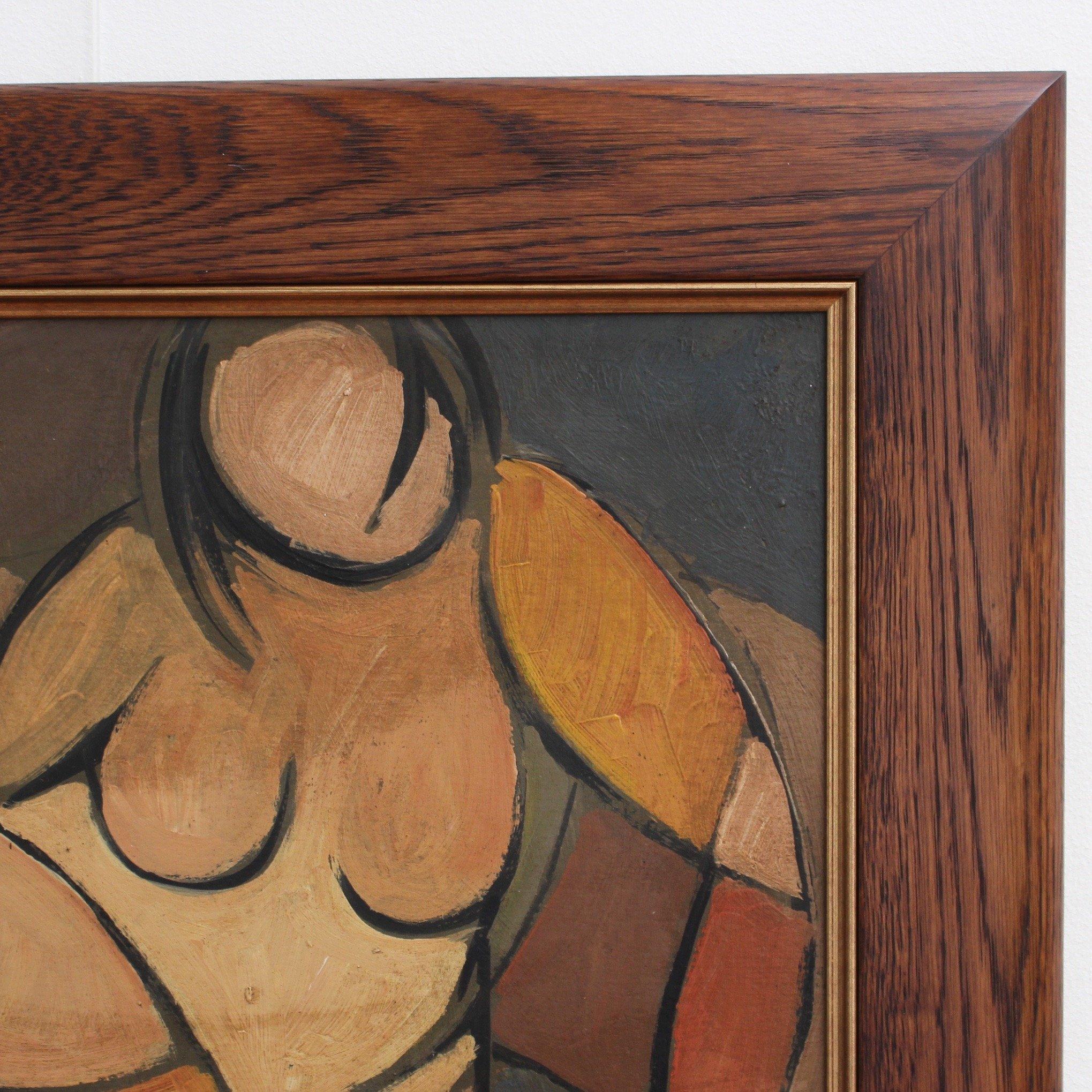 'Portrait of Reclining Woman' by STM, Modern Cubist Nude Oil Painting, Berlin 2