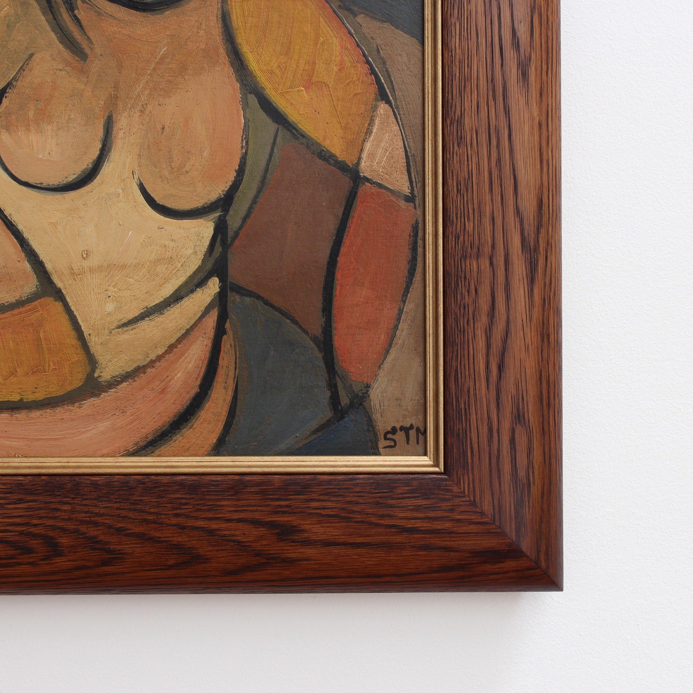'Portrait of Reclining Woman' by STM, Modern Cubist Nude Oil Painting, Berlin 3