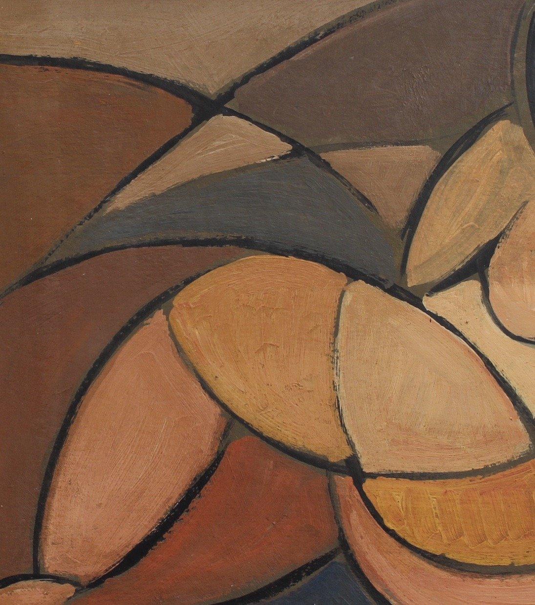 'Portrait of Reclining Woman' by STM, Modern Cubist Nude Oil Painting, Berlin 4