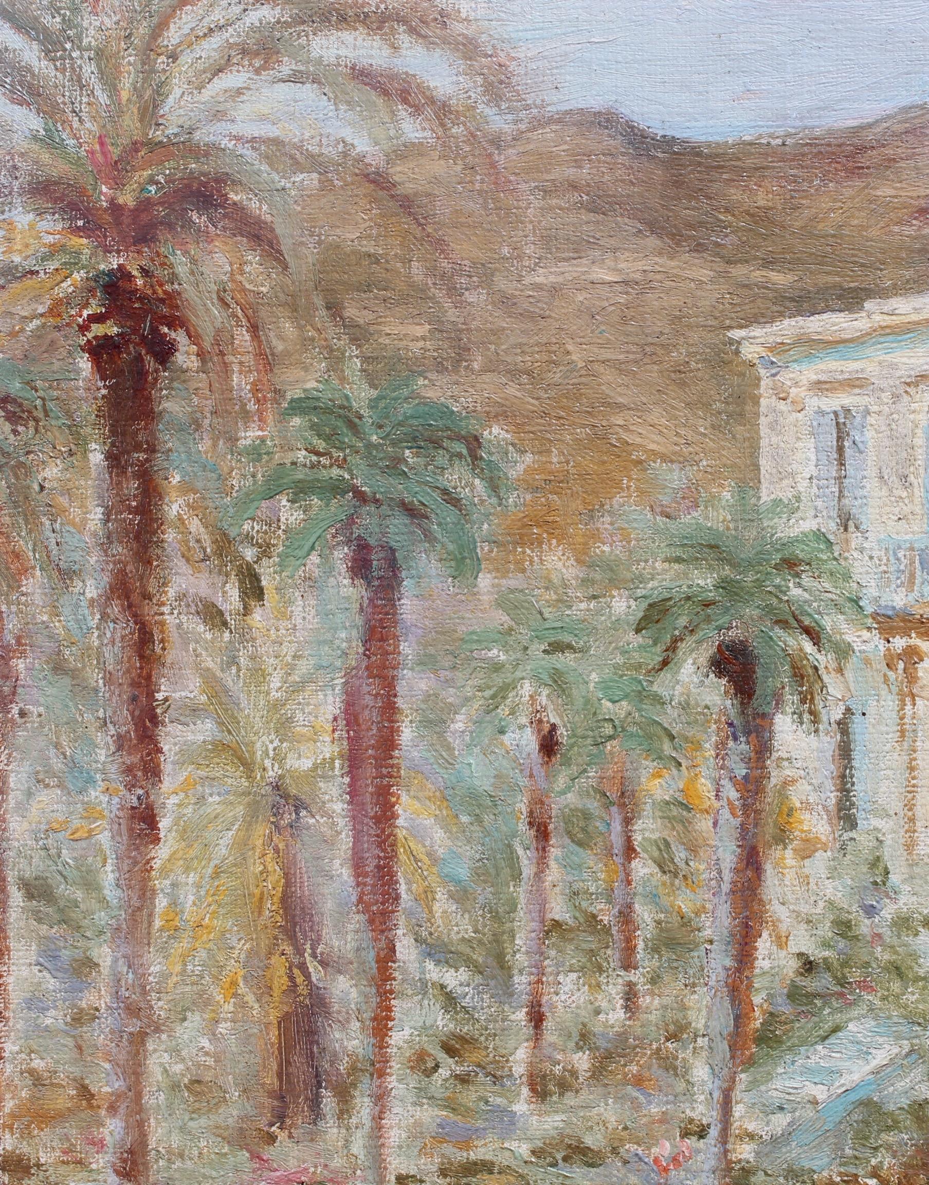 French Riviera Home - Impressionist Painting by R. de Lamy