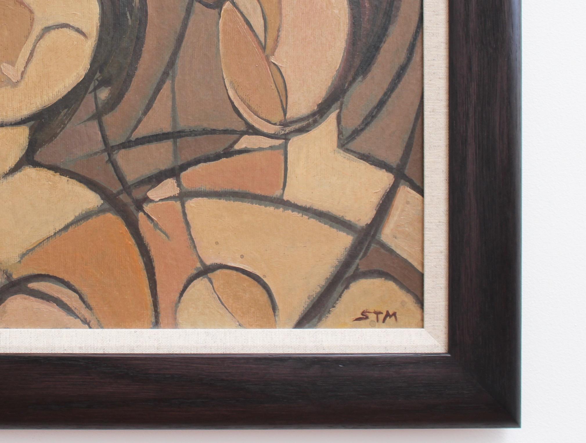'Lost in the Shadows' by STM, Mid-Century Modern Cubist Oil Portrait, Berlin 3