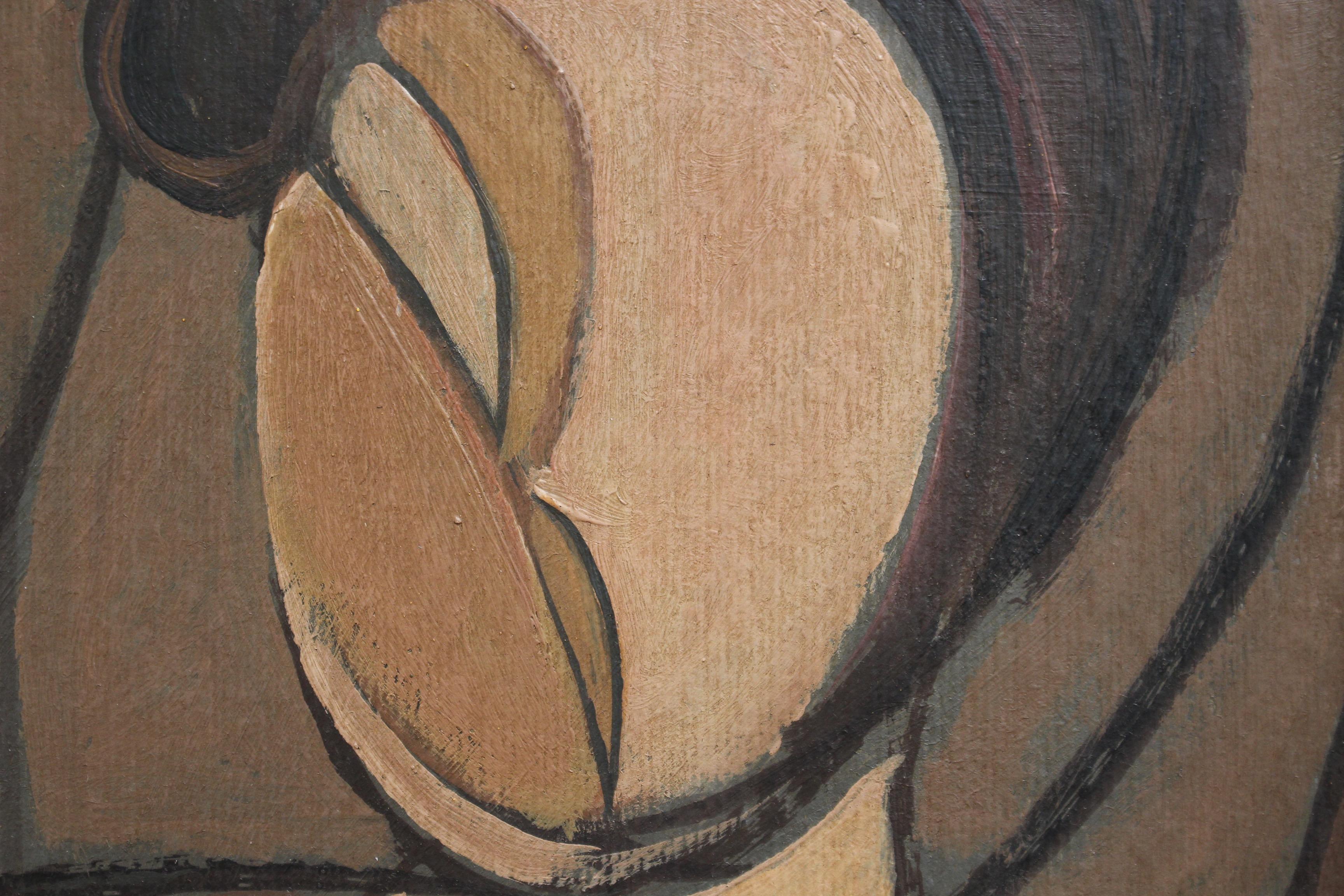 'Lost in the Shadows' by STM, Mid-Century Modern Cubist Oil Portrait, Berlin 6