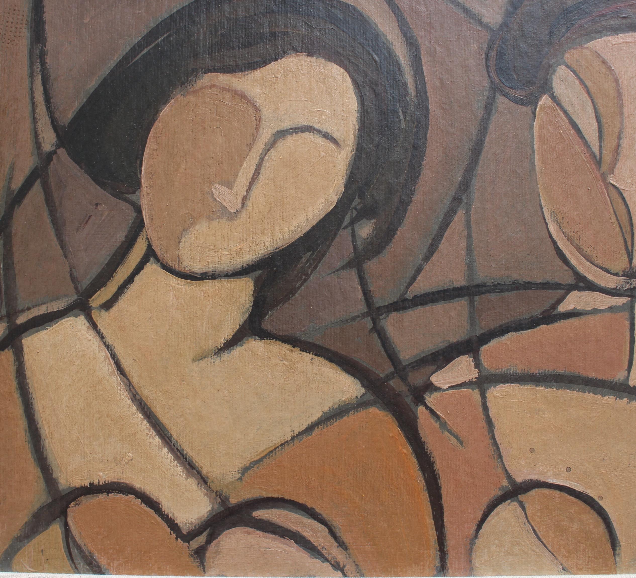 'Lost in the Shadows' by STM, Mid-Century Modern Cubist Oil Portrait, Berlin 4