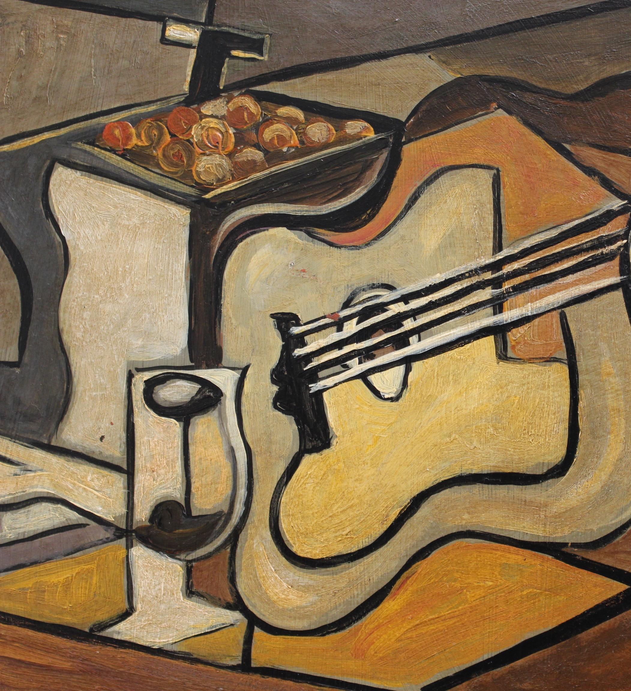 Cubist Still Life on Table - Modern Painting by J.G.