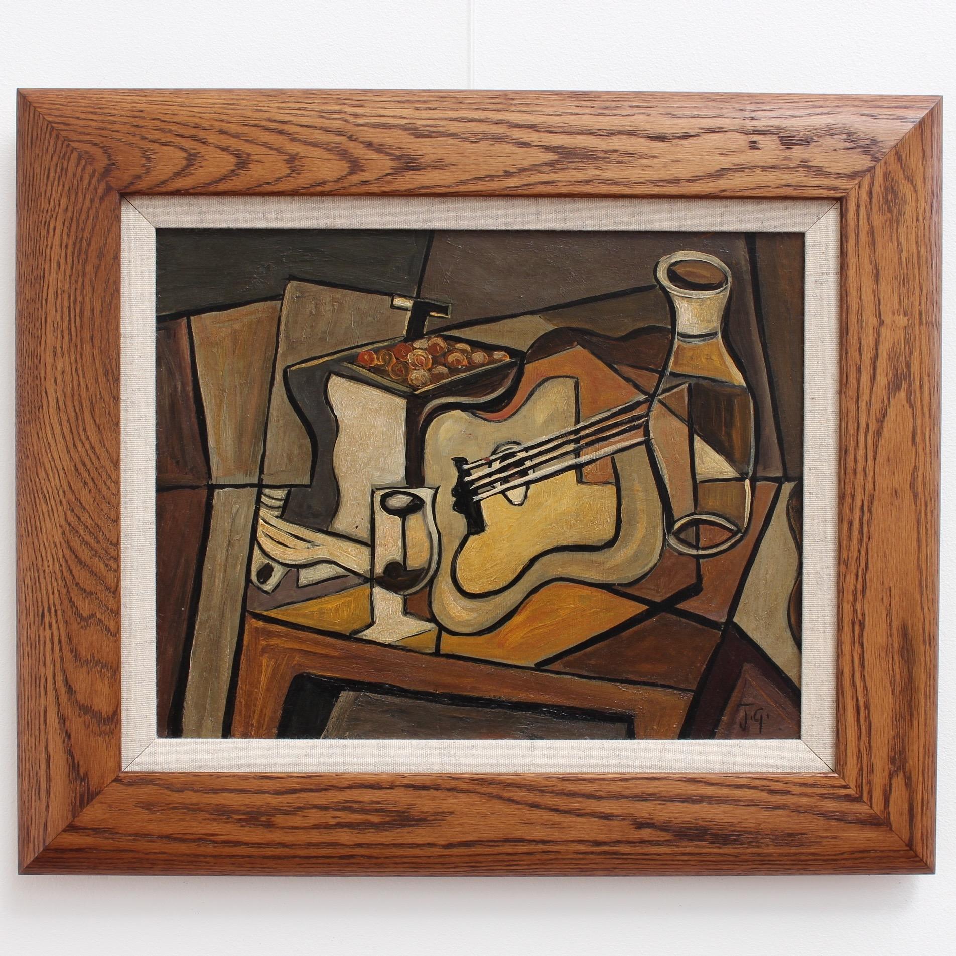 Cubist Still Life on Table - Painting by J.G.