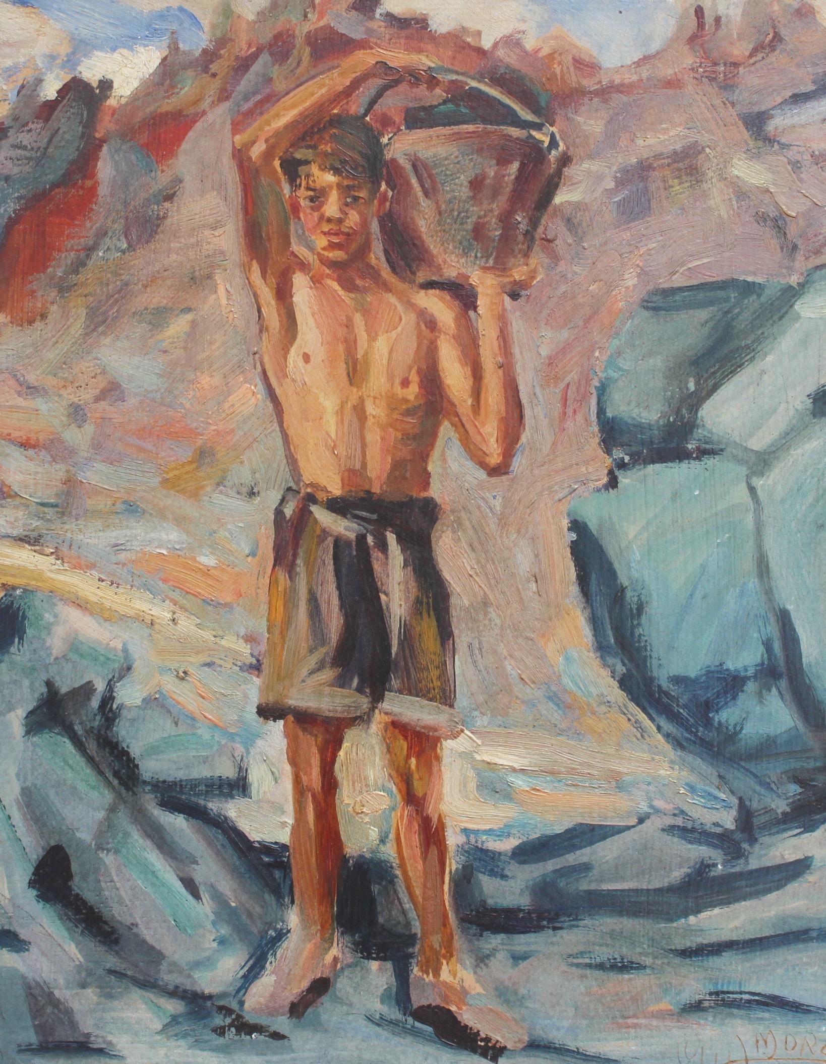 G. Amore  Portrait Painting - Portrait of Boy-Haulier With Bucket