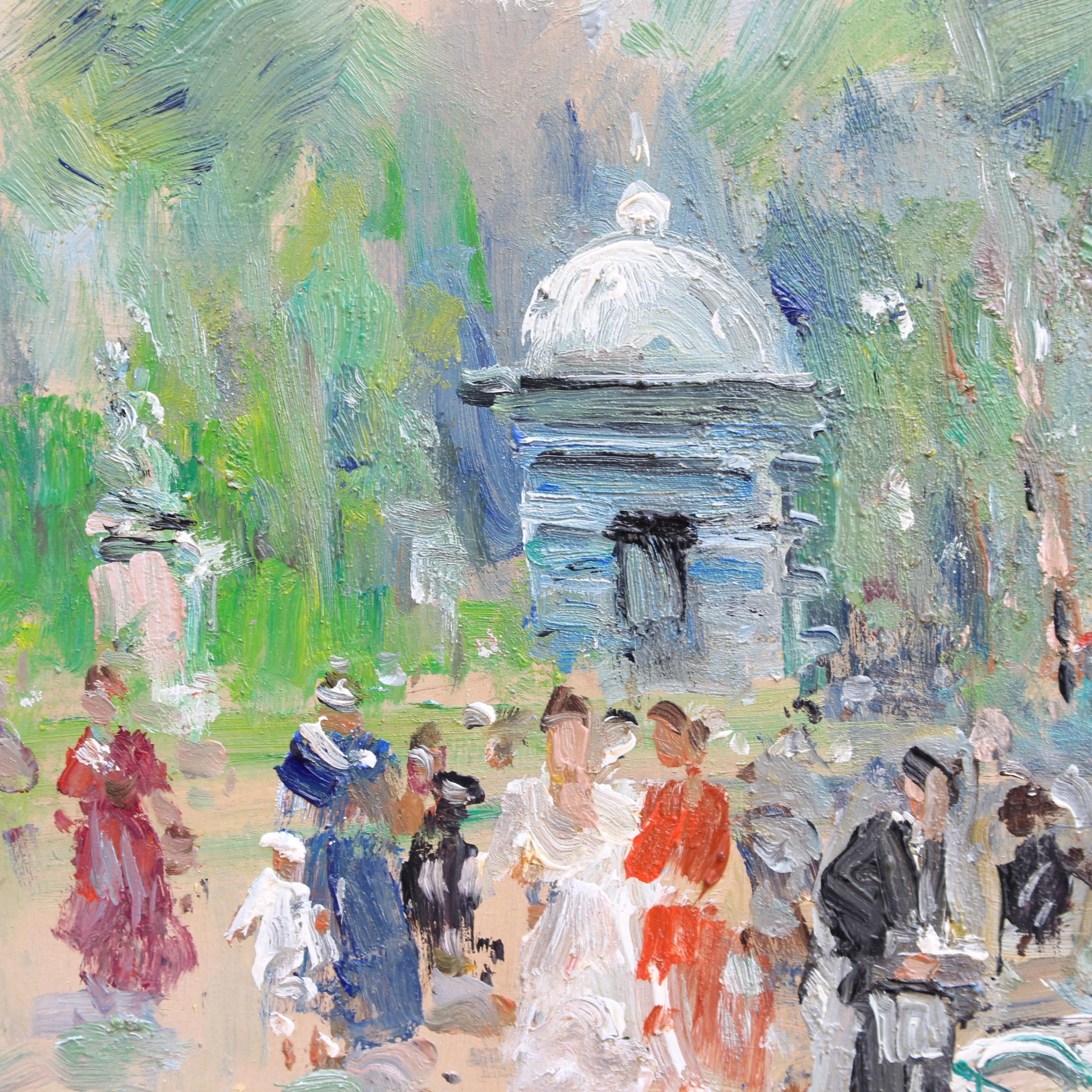 Sonntag im Park (Grau), Figurative Painting, von Francesco Di Marino