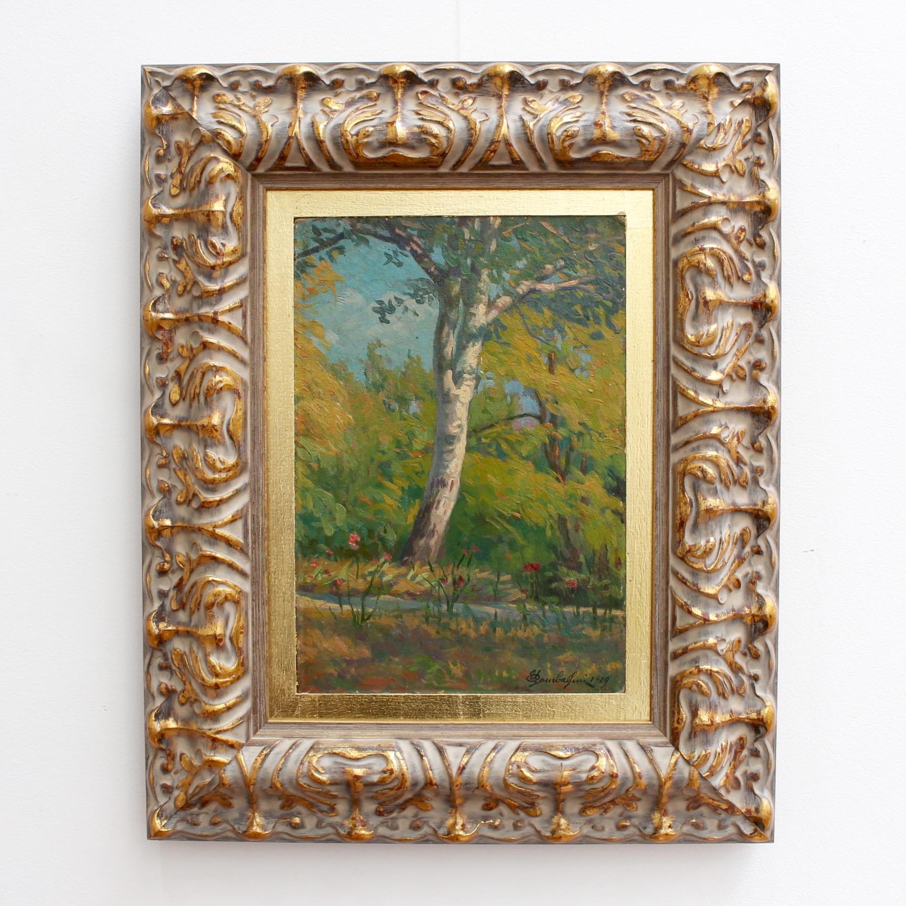 Verdant Tuscan Forest View (Impressionismus), Painting, von Umberto Gambassini 