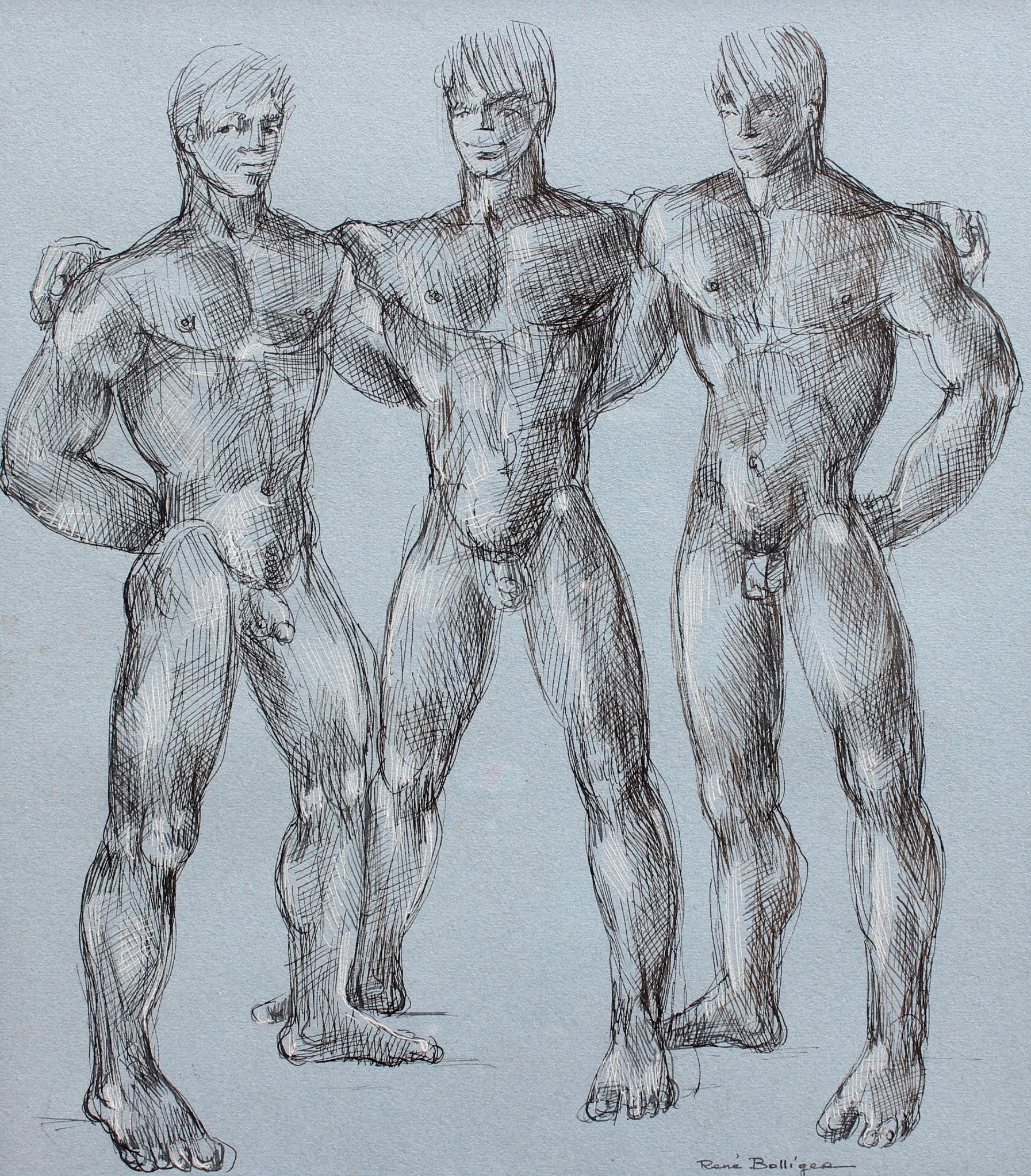'Muscles, Muscles and More Muscles' by René Bolliger, Male Nude Erotica c. 1960s - Art by René Bolliger 