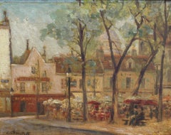 View of Place du Tertre in Montmartre Showing the Sacré-Cœur, Early 20th Century