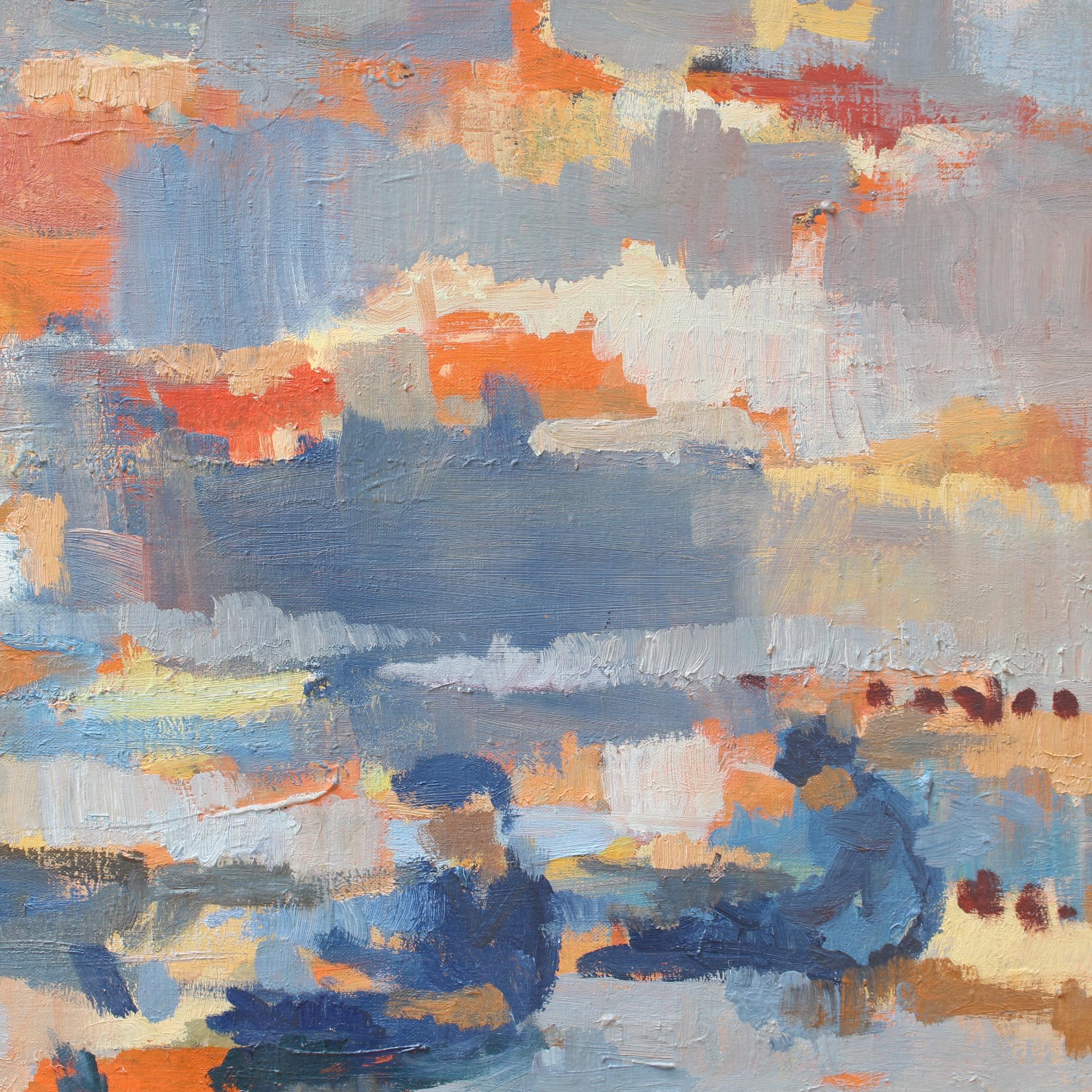 Figures at a Stream - Gray Landscape Painting by C. Meyer