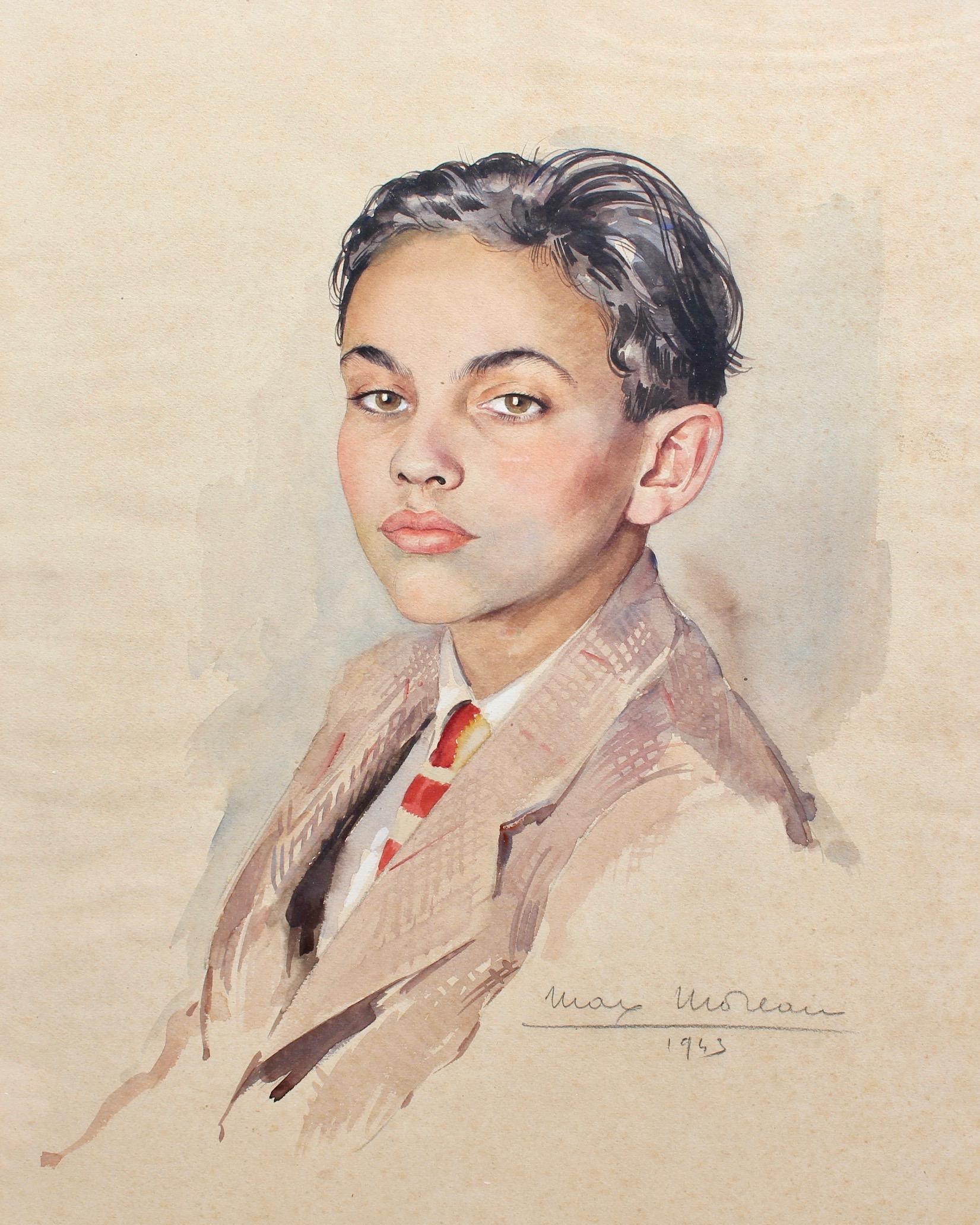 Max Moreau Portrait Painting - Portrait of Suited Boy