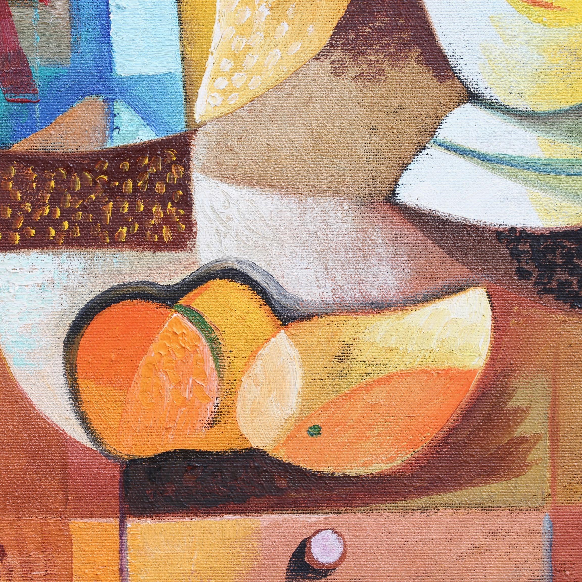 Still Life on Table - Beige Abstract Painting by Vittorio Maria Di Carlo