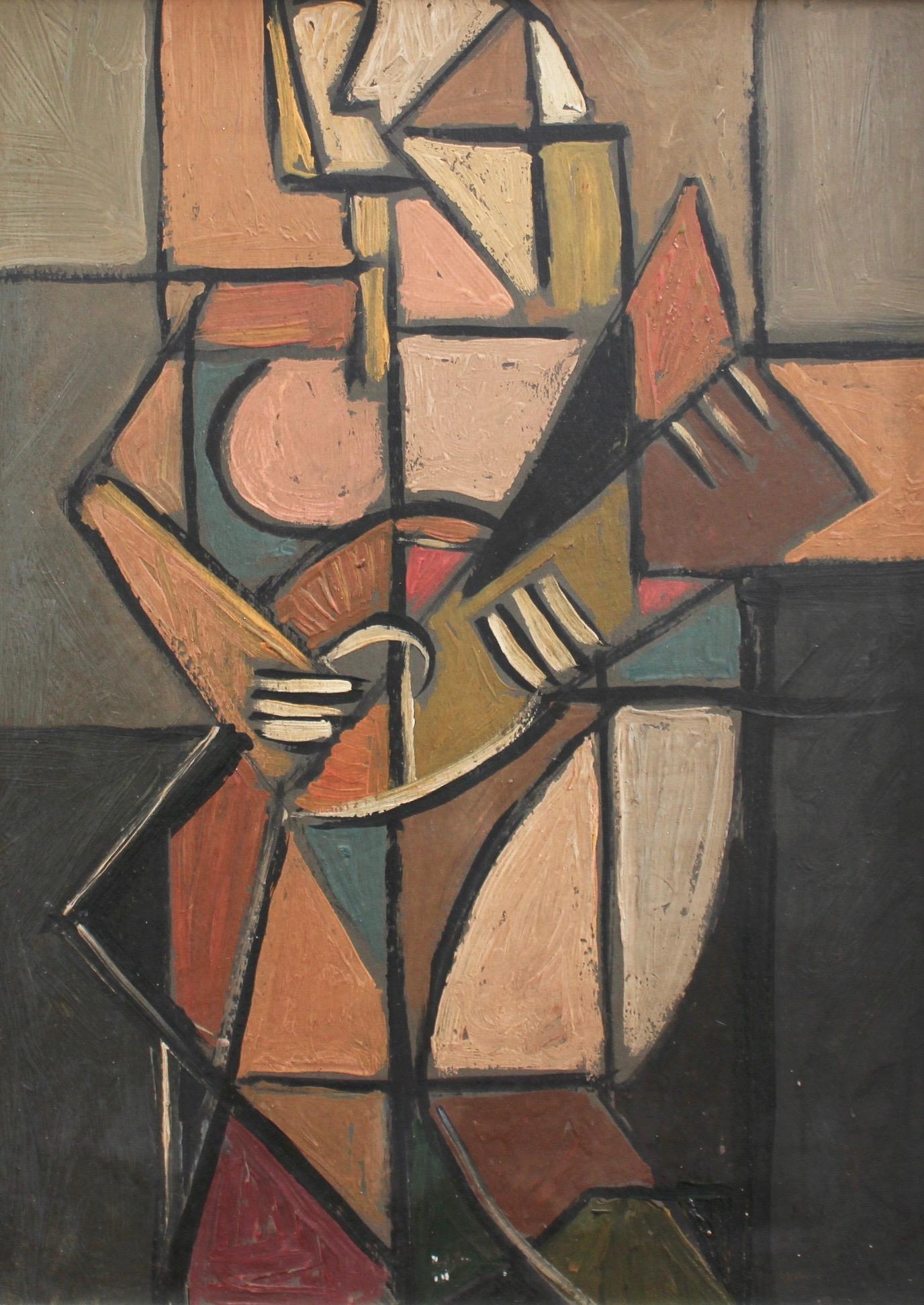 Unknown Abstract Painting - The Guitarist