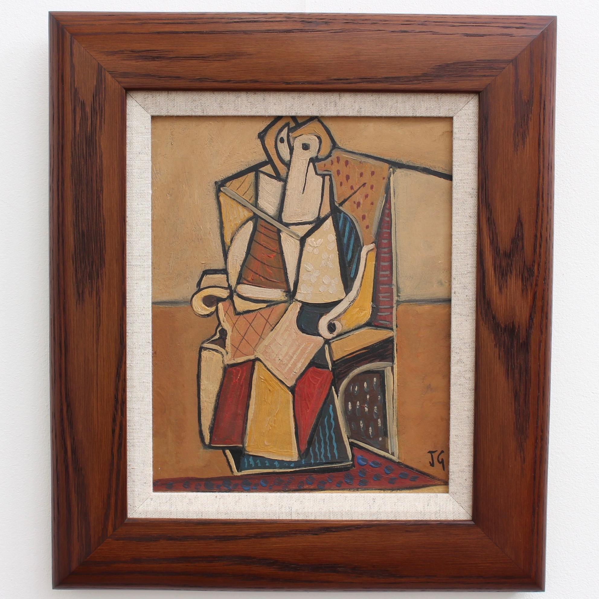 Seated Abstract Figure - Painting by J.G.