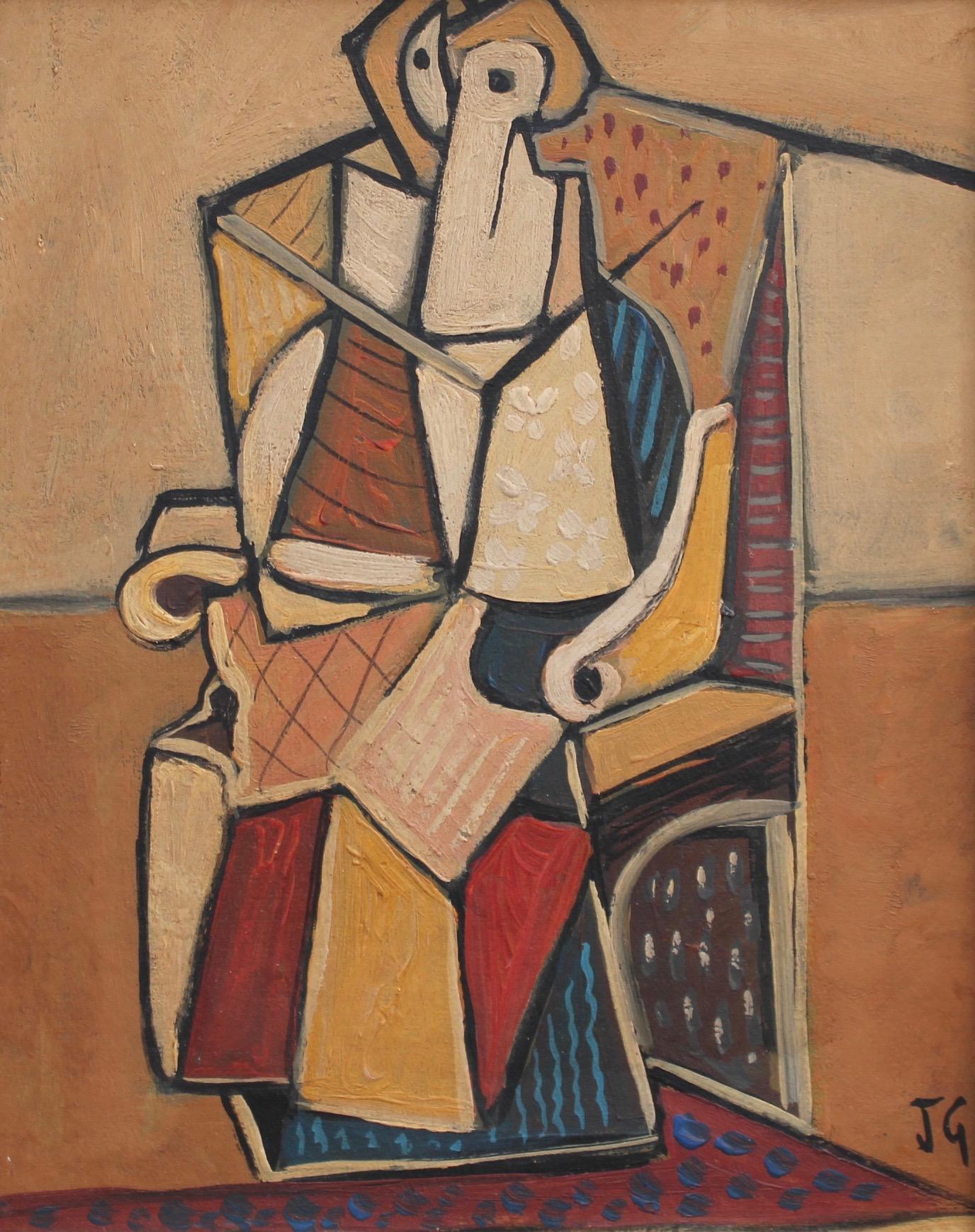 J.G. Abstract Painting - Seated Abstract Figure