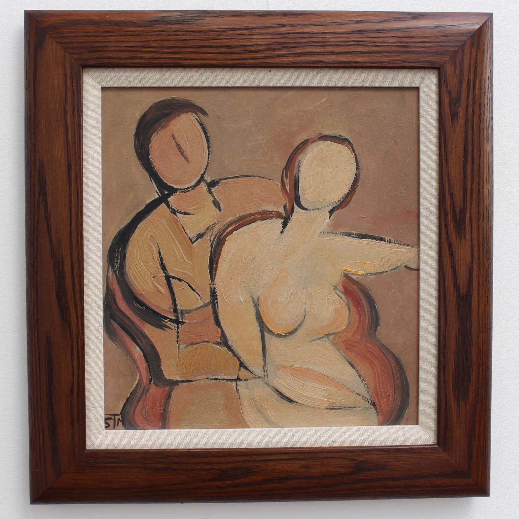 Portrait of Seated Nudes - Painting by STM