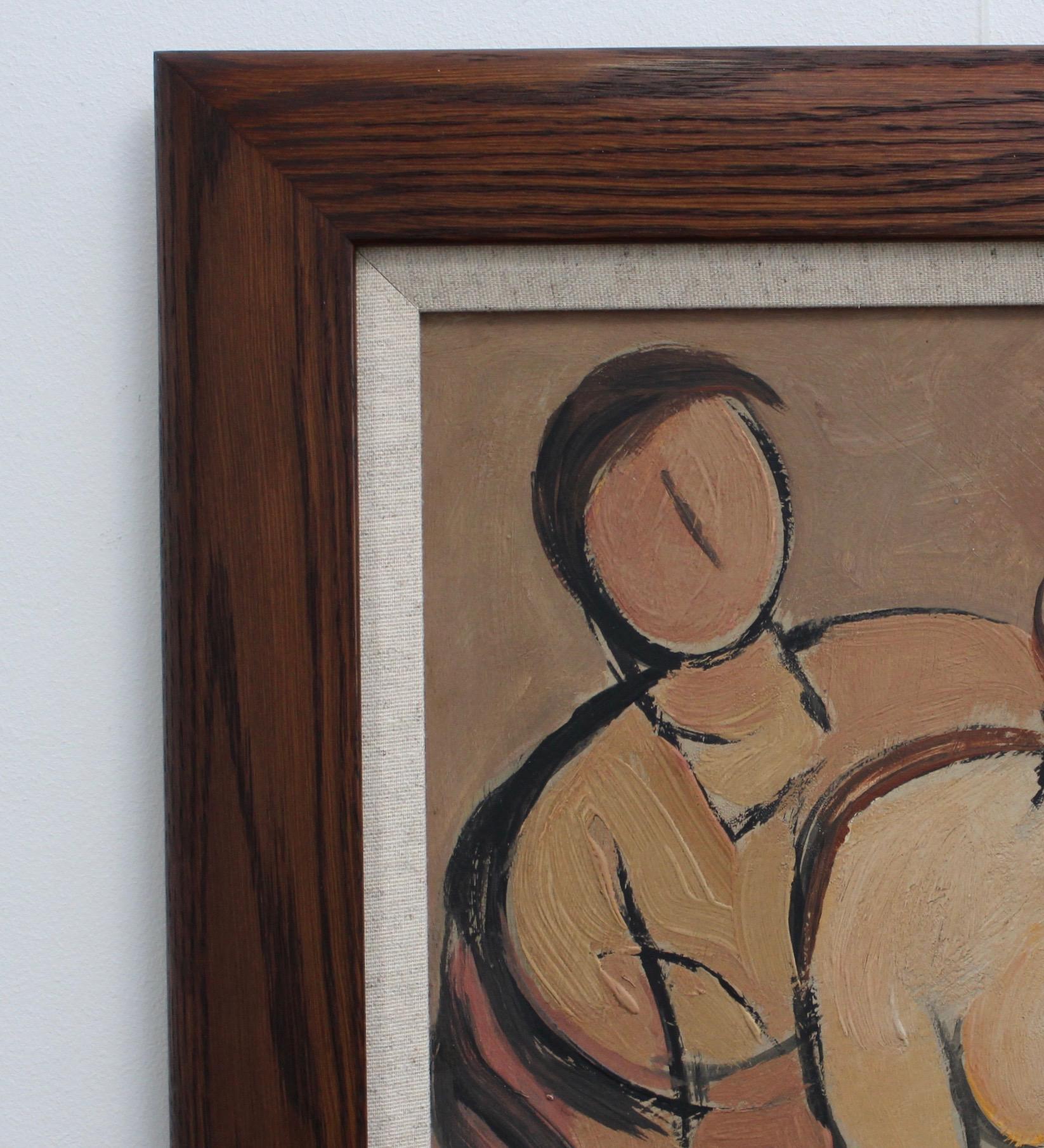 Portrait of Seated Nudes - Brown Nude Painting by STM