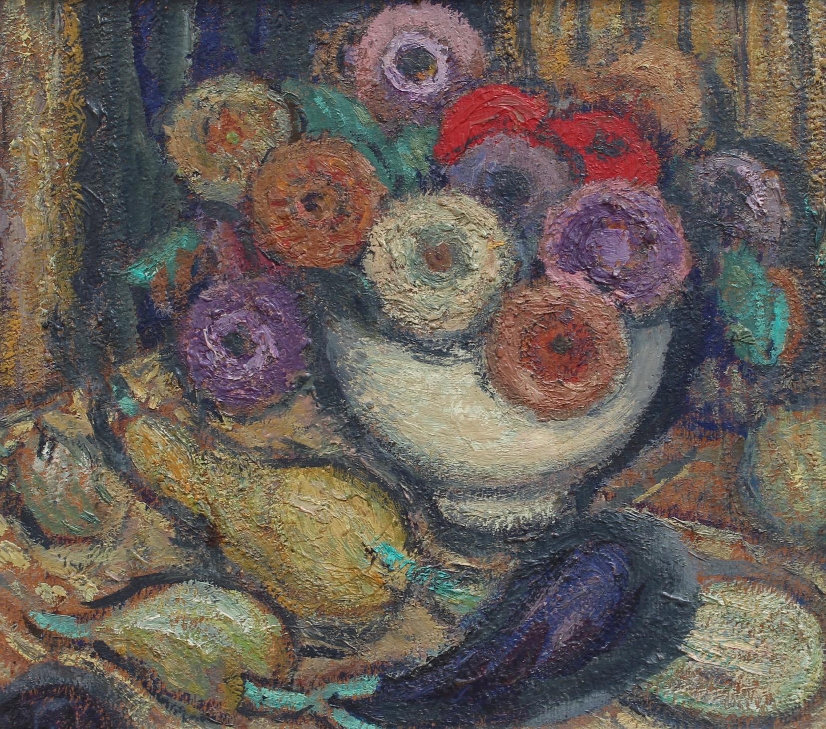 Juliette Roche-Gleizes Still-Life Painting – Stillleben mit Früchten und Blumen