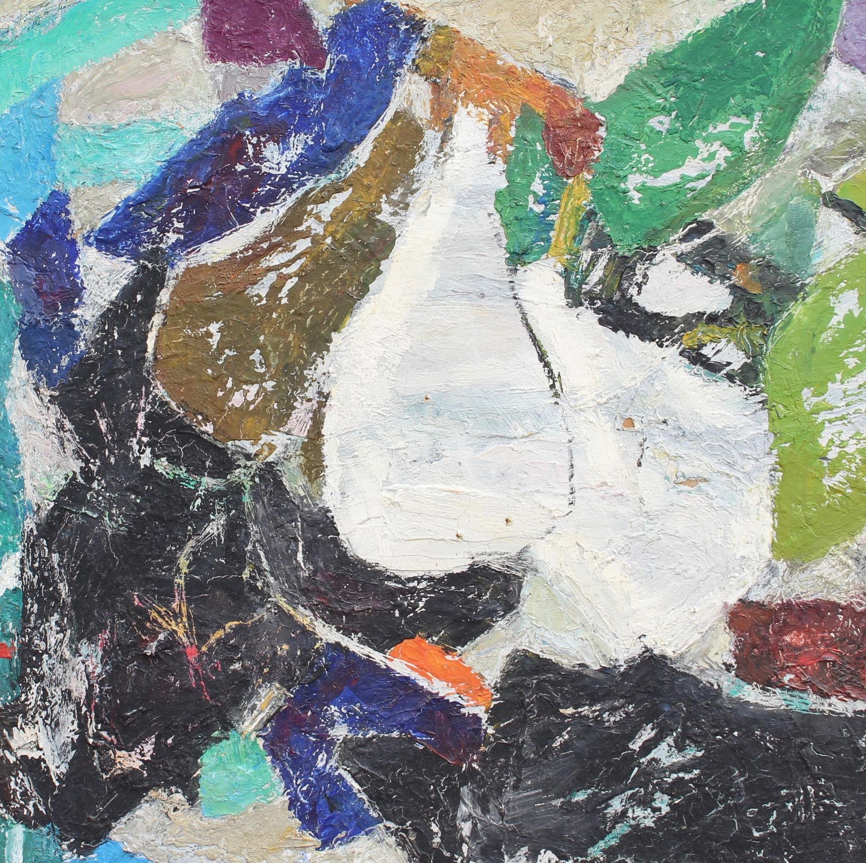 Stillleben mit Früchten (Grau), Abstract Painting, von Juliane Solignac