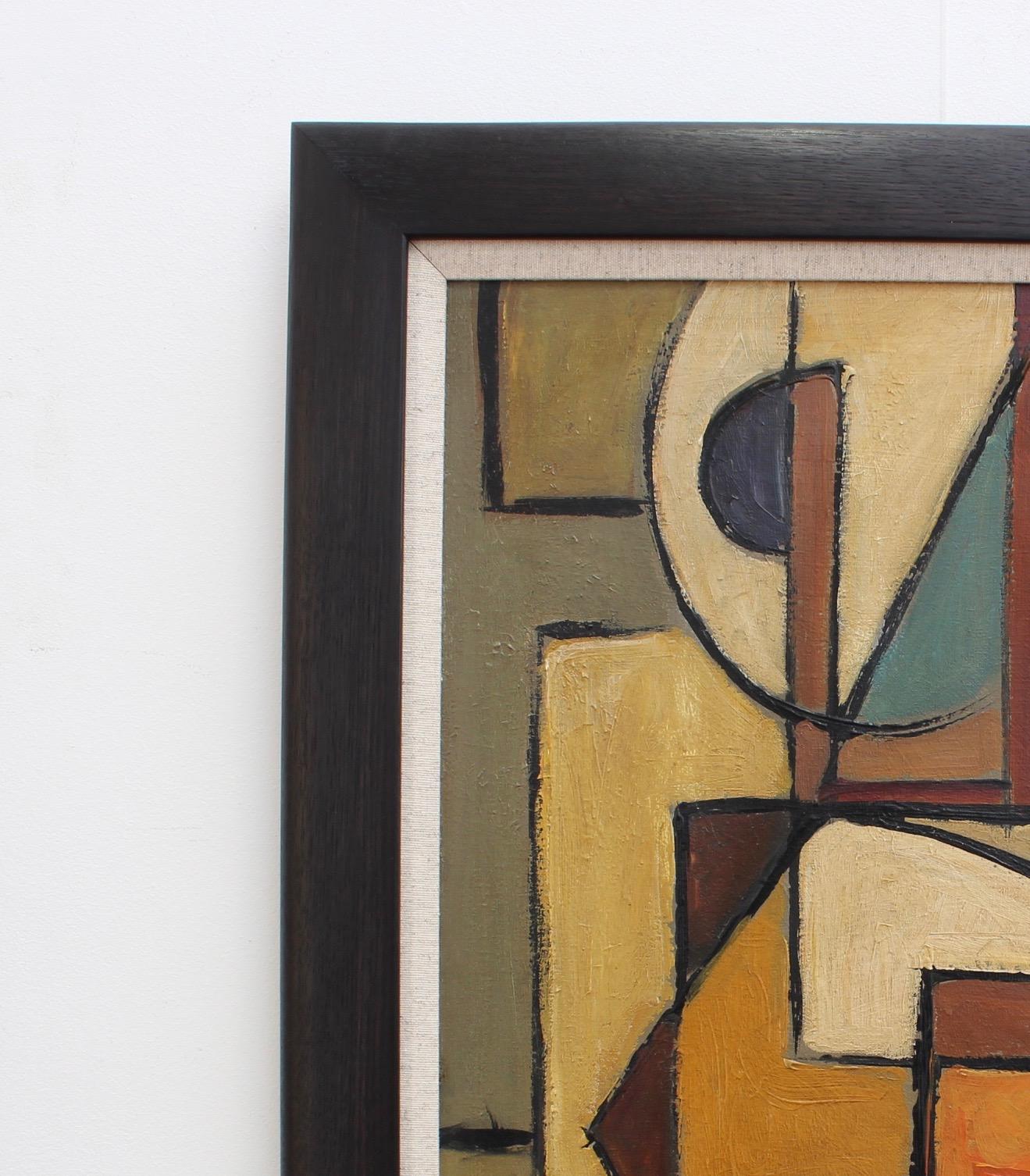 'Abstract Composition in Colour', oil on canvas, signed by an artist with the name Lemaire (circa 1960s). Bold lines, geometric shapes and vivid colours are combined to emerge as an extraordinary work of art. Clearly influenced by the works of