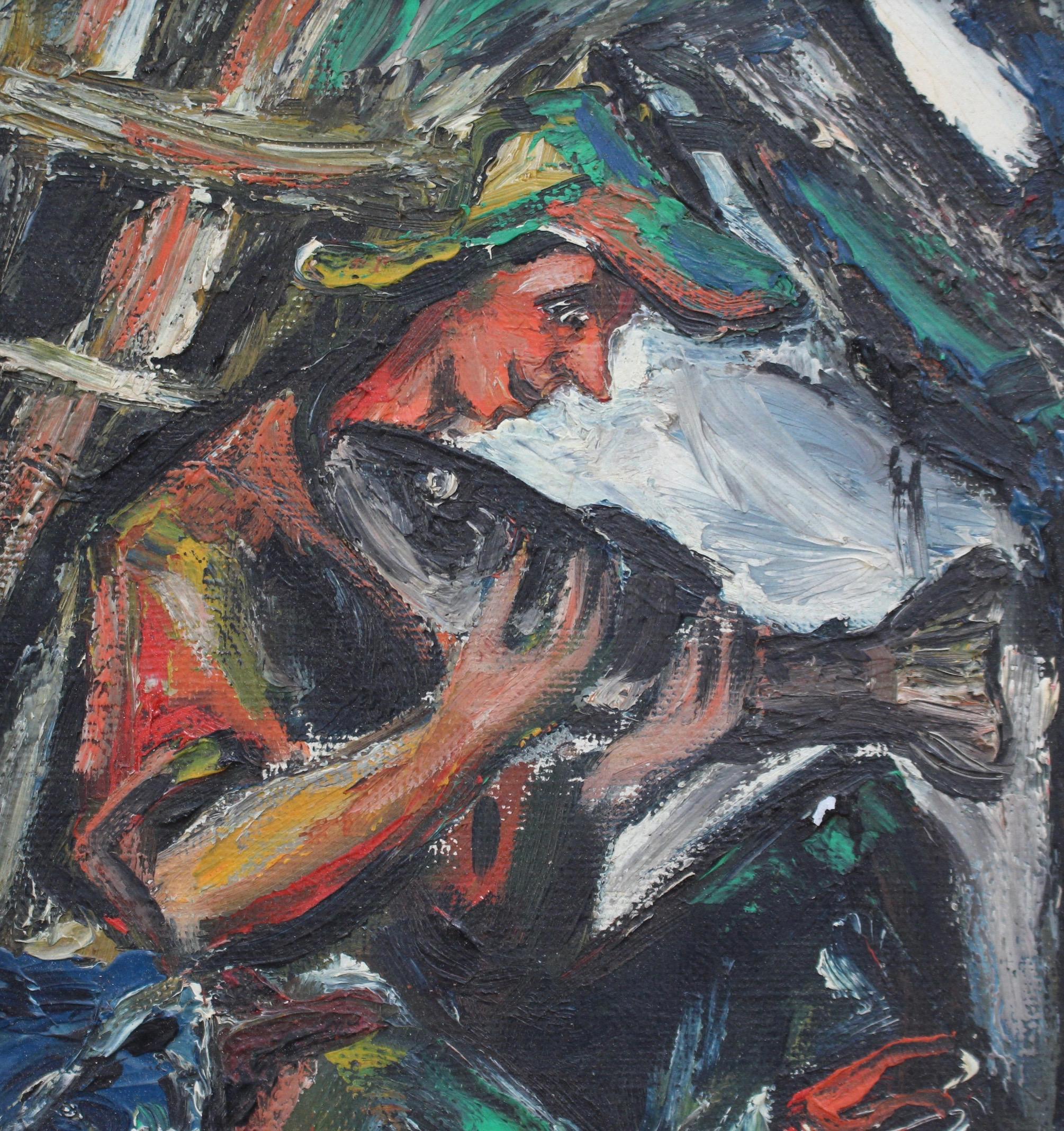 Fisherman: Fischer (Grau), Portrait Painting, von Unknown