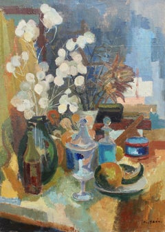 Vintage Still Life with Vases, Vessels and Fruit