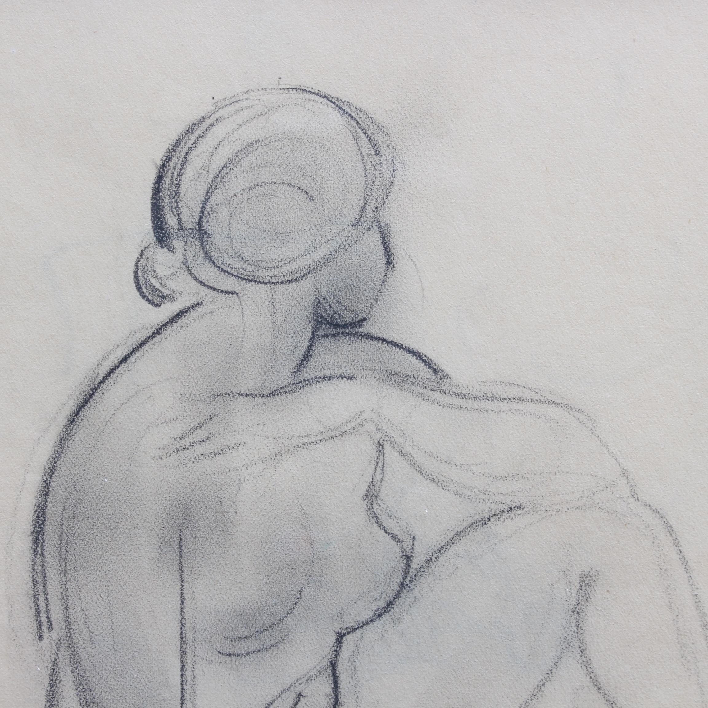 Posing Nude - Gray Portrait by Guillaume Dulac