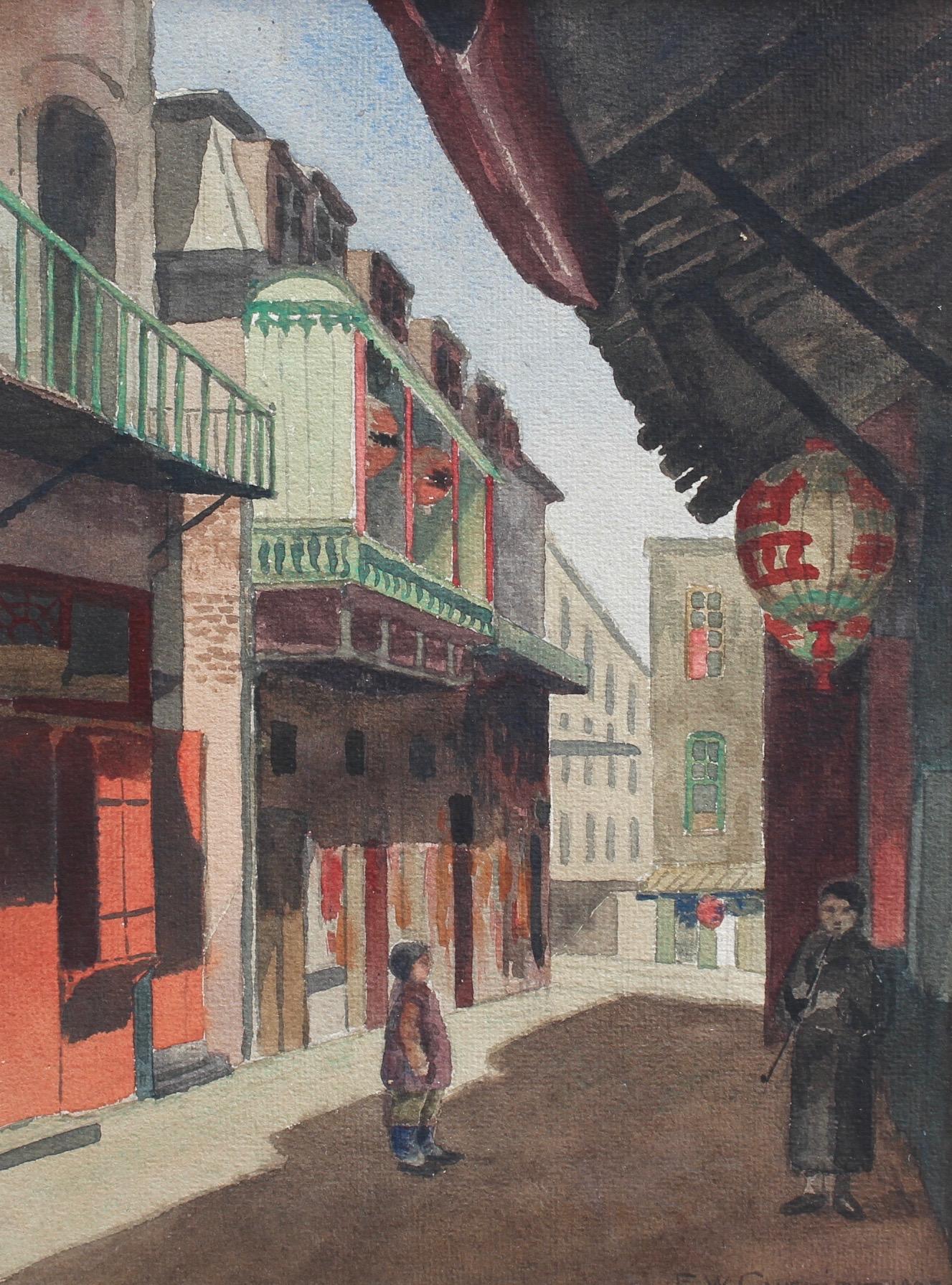 Edward Wilson Currier Figurative Painting - Chinatown, San Francisco