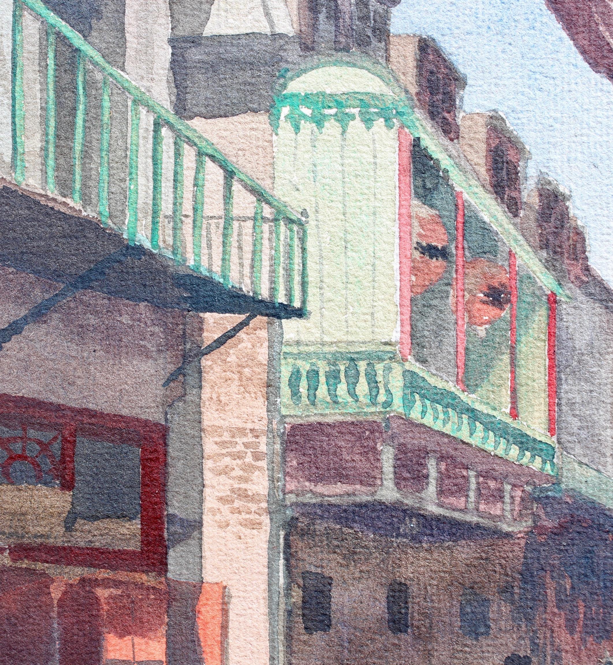 'Chinatown, San Francisco', gouache on fine art paper, by Edward Wilson Currier (1903). Spofford Alley in San Francisco's Chinatown is best known for an address (number 36) where Dr. Sun Yat-Sen plotted the overthrow of China's last dynasty. During
