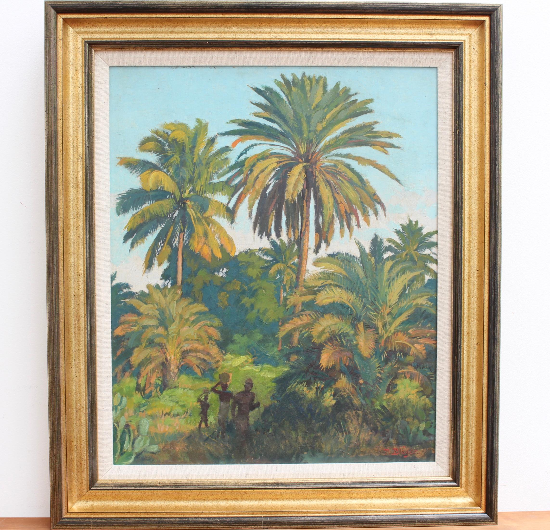 Under the Palm Trees of Madagascar - Painting by Paul Léon Bléger