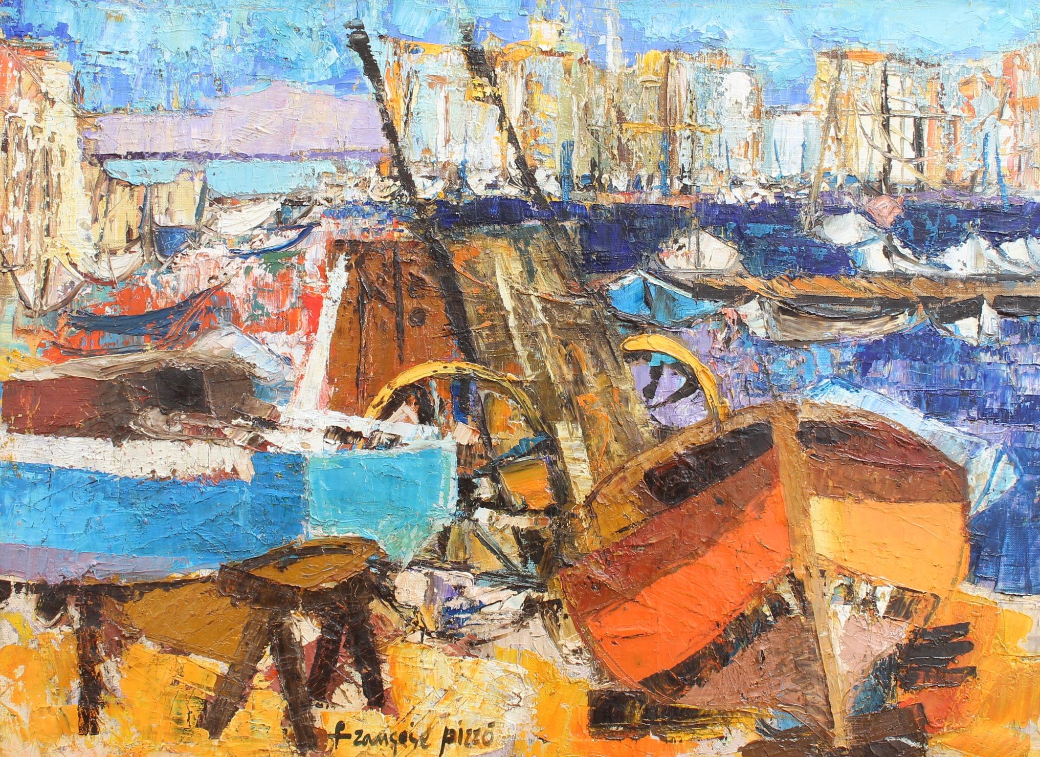 Françoise Pirró Abstract Painting - The Old Port Marseille