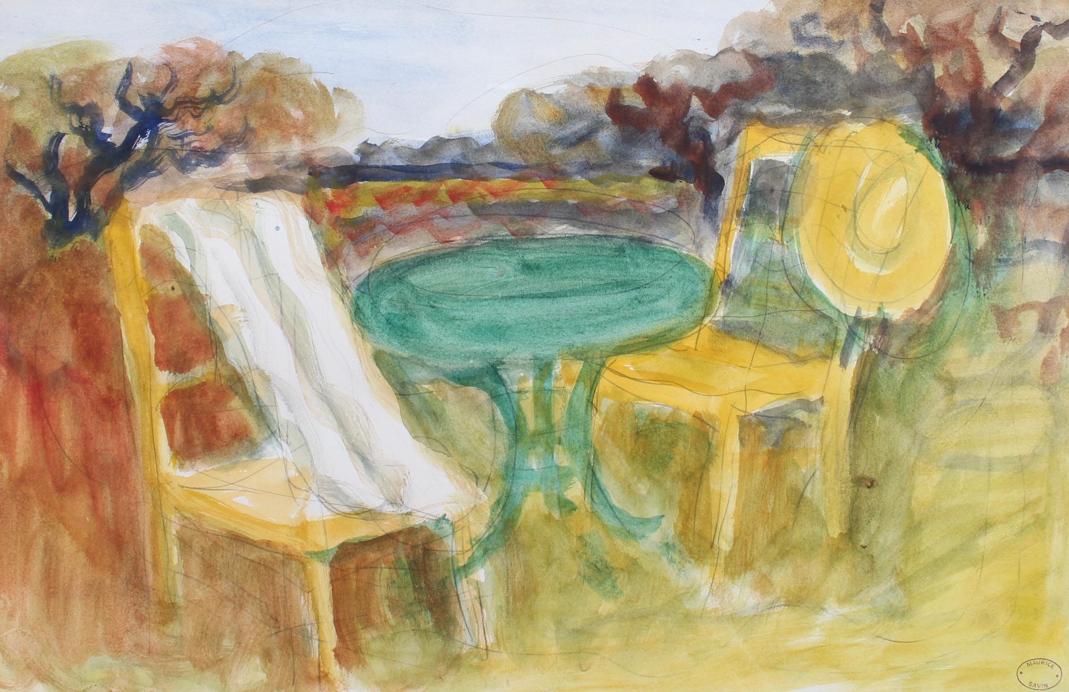 Maurice Savin Landscape Art – Terrace: Terrakotta
