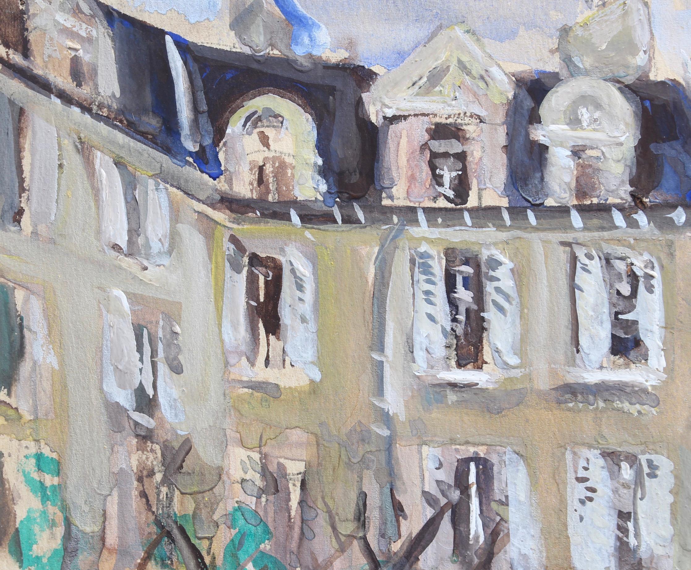 'A View of Paris', gouache on paper, by Lucien Génin (circa 1930s). Génin was most noted for his paintings of Paris in the 1920s and 30s. Some were very animated showing Parisians meandering by some of the city's well known landmarks. In this case