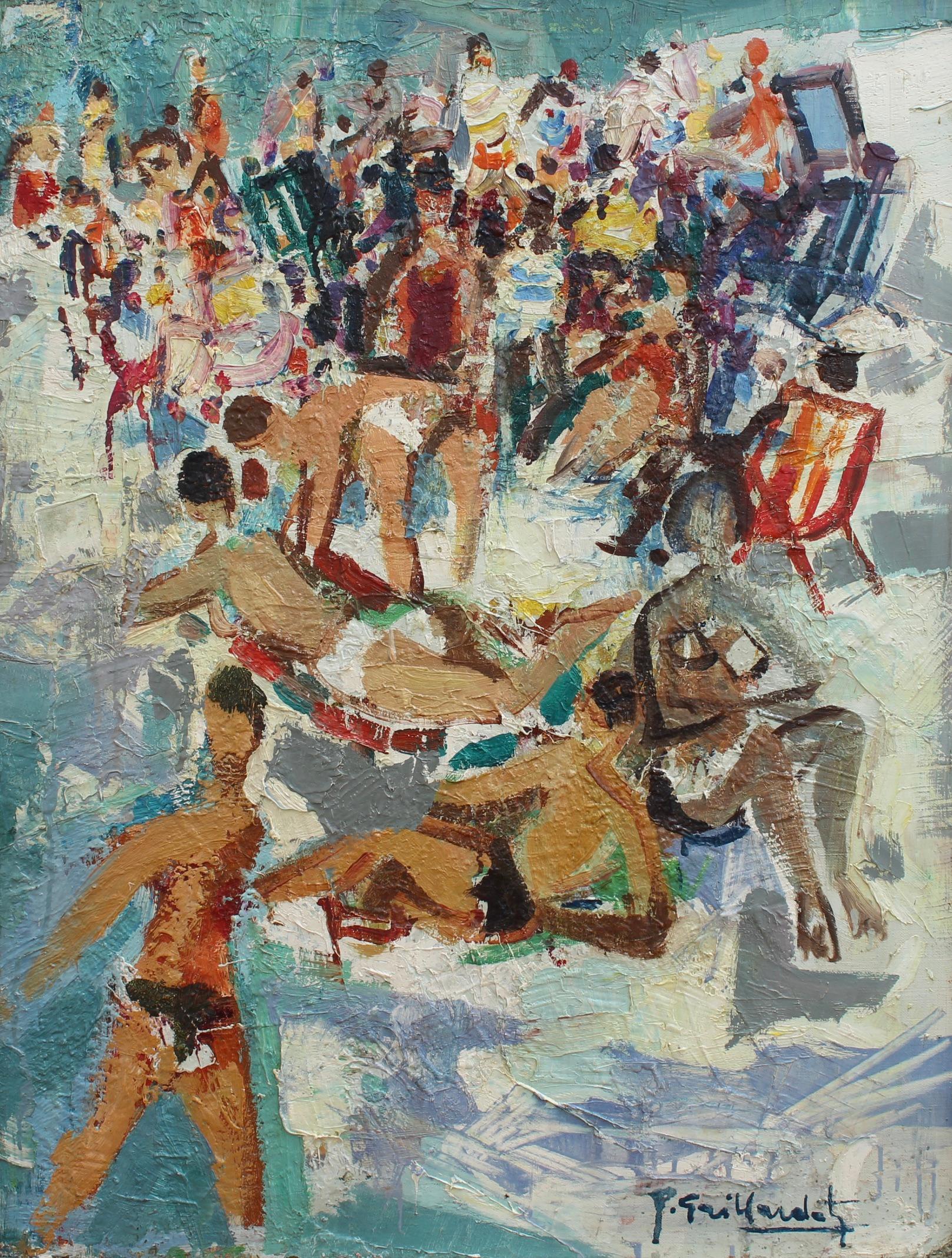Pierre Gaillardot Portrait Painting - The Beach on the French Riviera