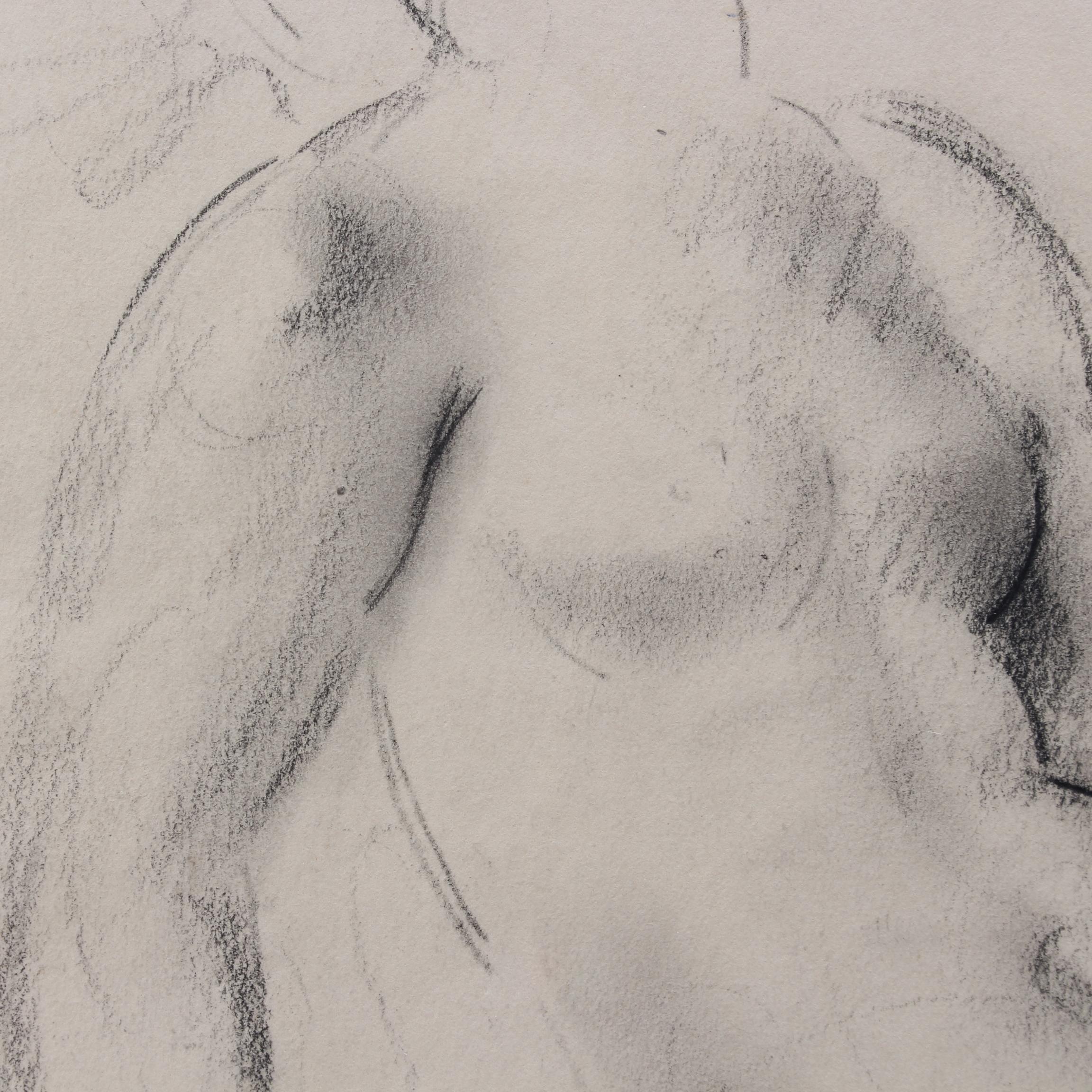 'Study of Reclining Nude', pencil on fine art paper, by French artist, Guillaume Dulac (circa 1920s). An artist known for his exquisite drawings - many are sketches for his larger oil paintings or other works - this piece is compelling because its