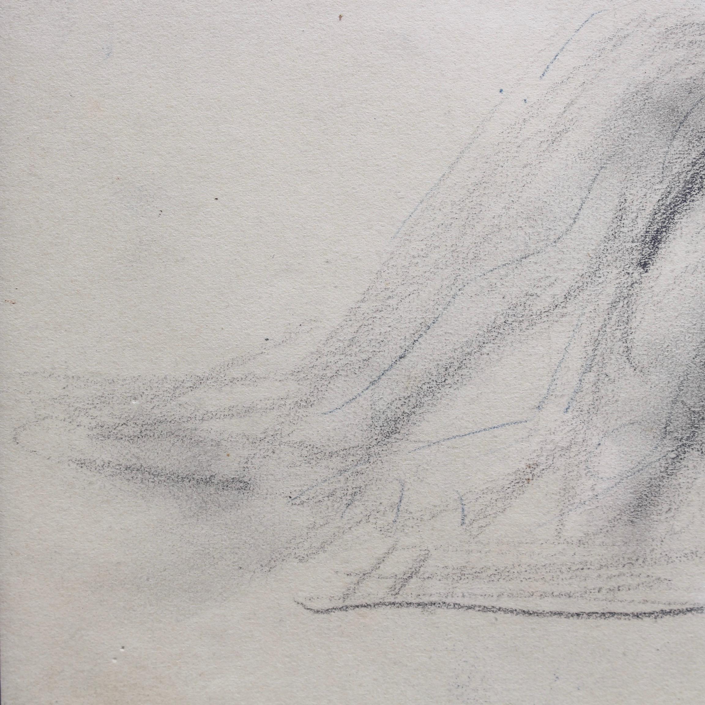 'Study of Male Nude', pencil and charcoal on fine art paper, by Guillaume Dulac (circa 1920s). An artist known for his exquisite drawings - many are sketches for his larger oil paintings or other works - this piece is compelling because the artist