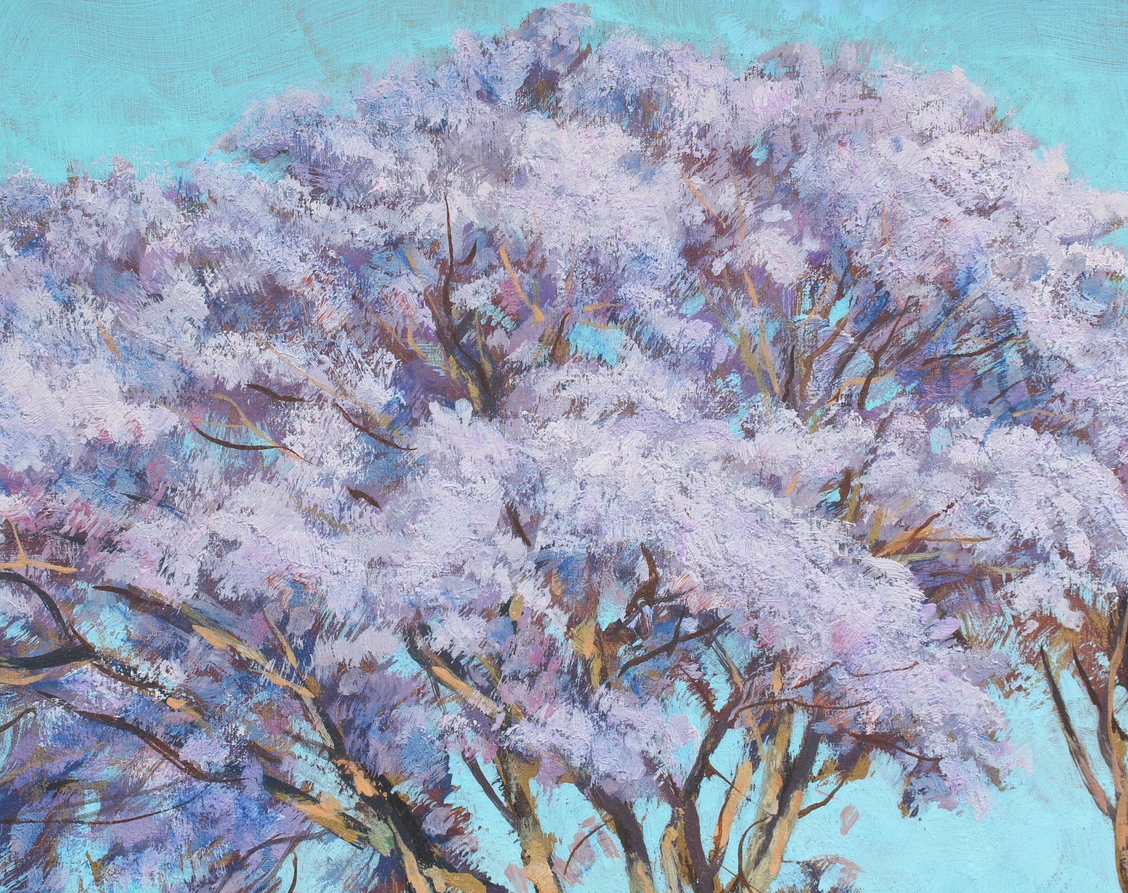 The Purple Trees of Madagascar - Gray Figurative Painting by Paul Léon Bléger