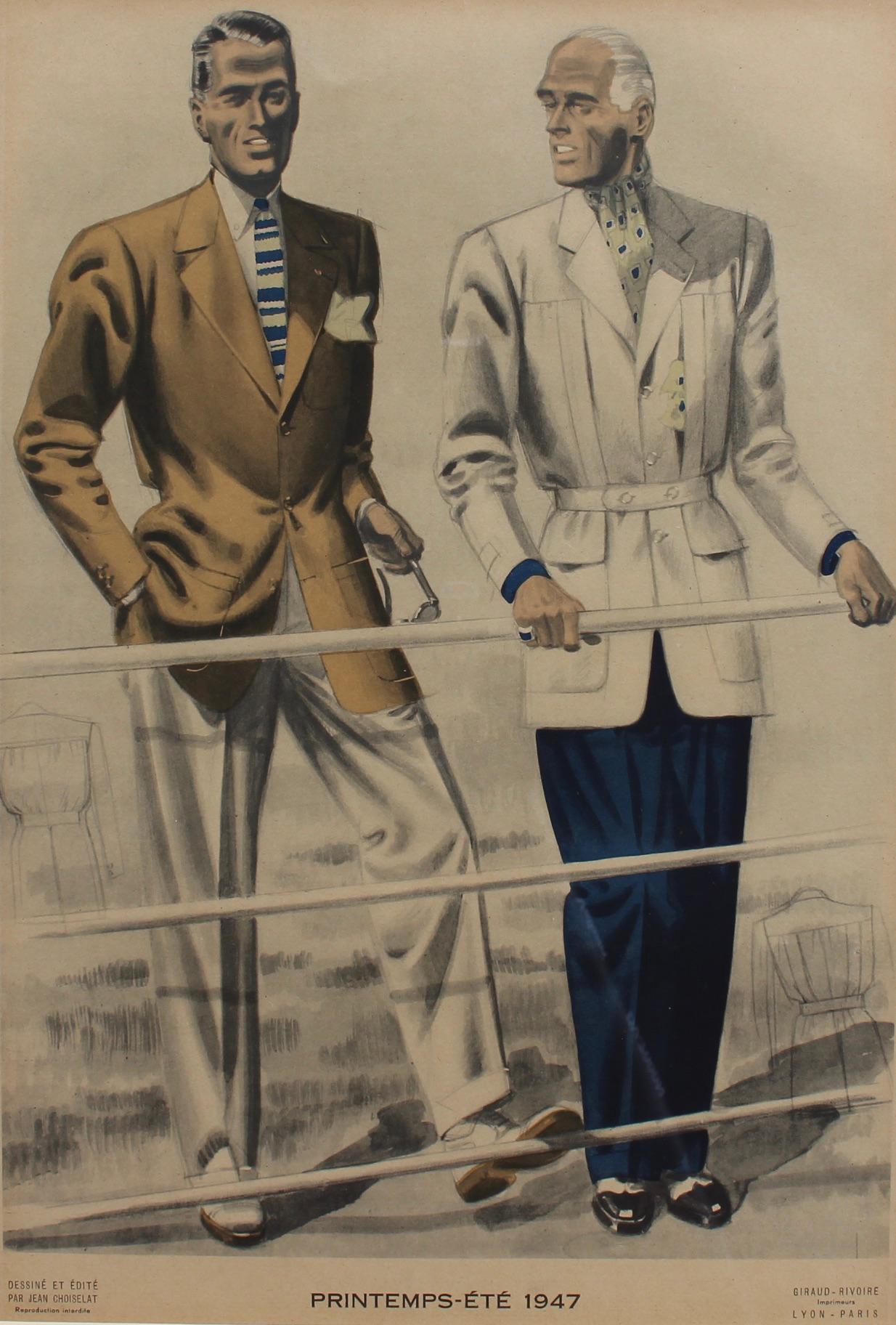 Jean Choiselat (designer) Portrait Print - Vintage French Fashion Poster 