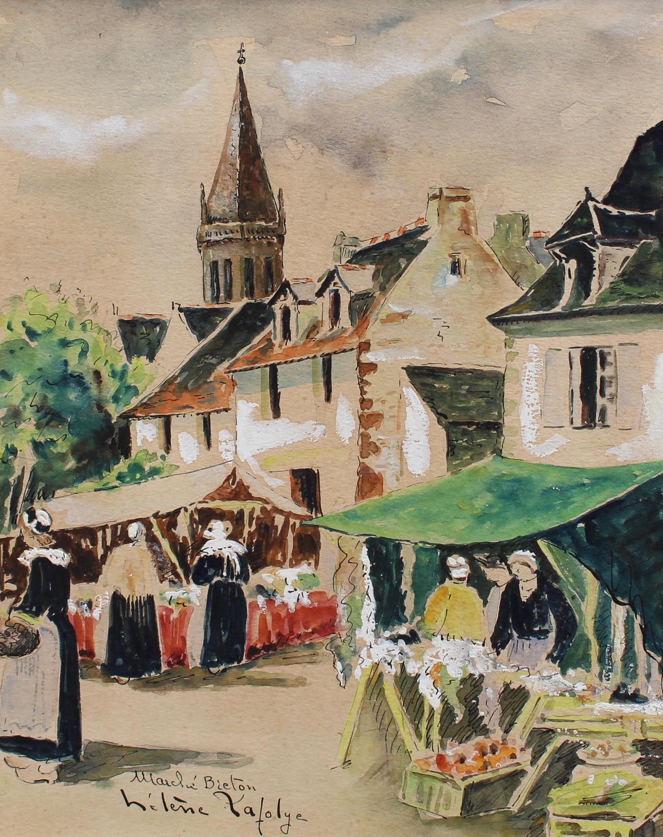Hélène Lafolye Figurative Art - Breton Market
