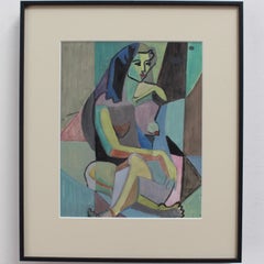Cubist Nude Portrait of Seated Woman III by Kosta Stojanovitch