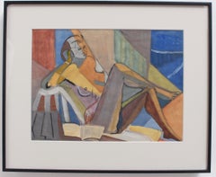 Portrait of Reposing Cubist Nude with Book by Kosta Stojanovitch