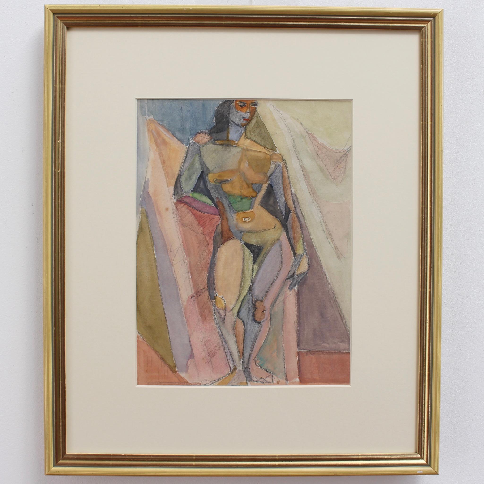Cubist Nude Portrait of Standing Woman by Kosta Stojanovitch 1