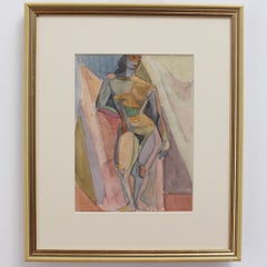 Cubist Nude Portrait of Standing Woman by Kosta Stojanovitch