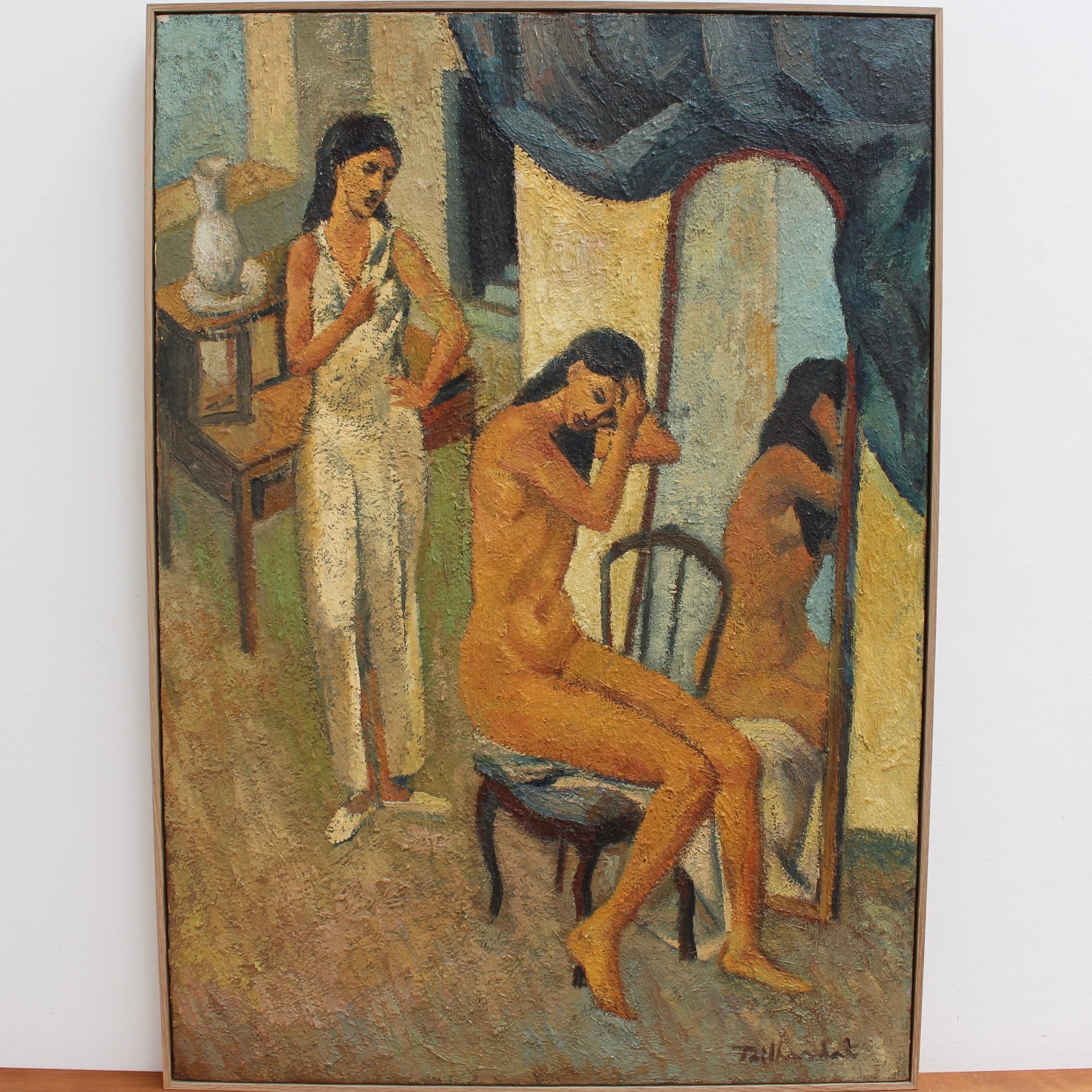 Femme devant le miroir - Painting de Vincent Tailhardat 