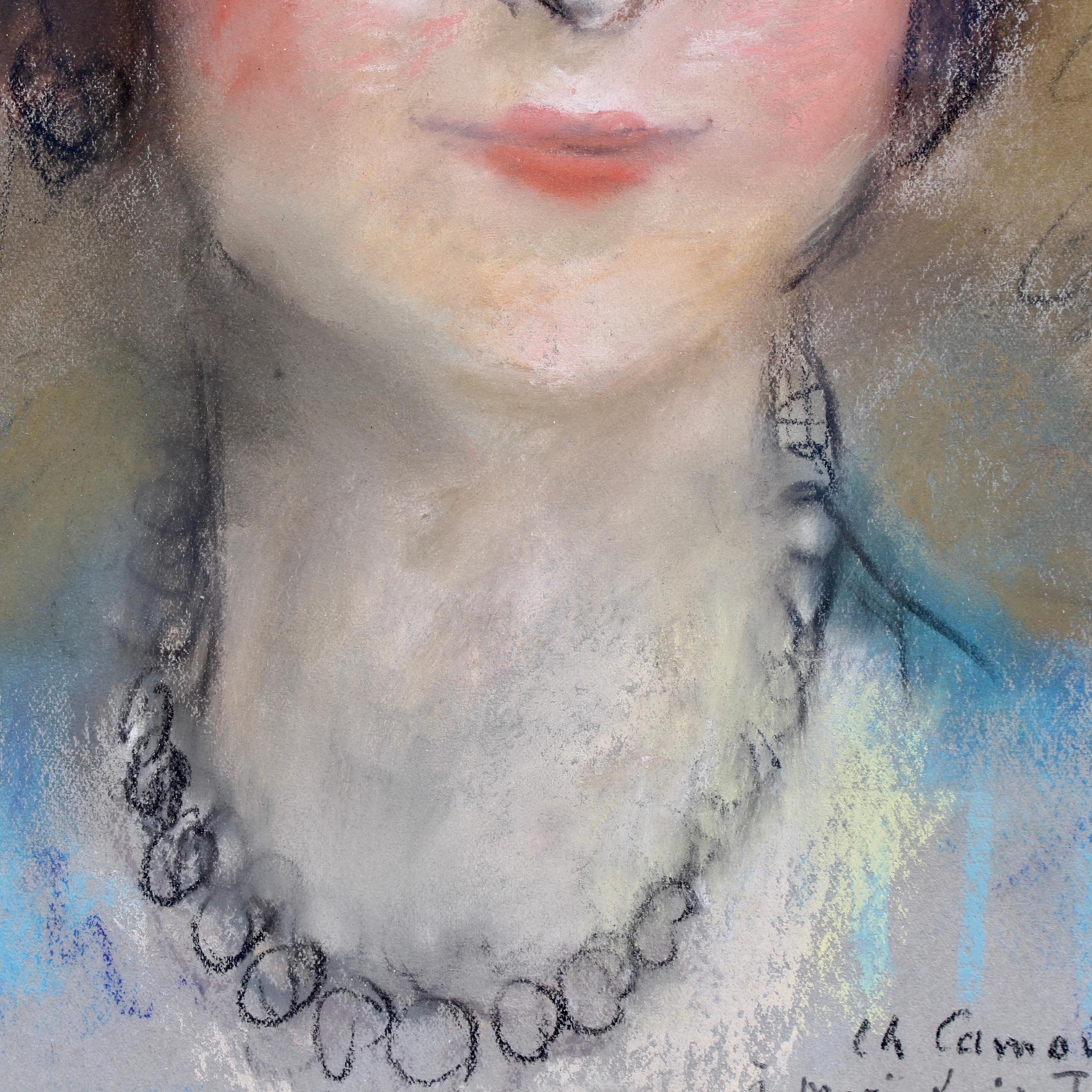 Portrait of Woman in Pearl Necklace For Sale 6