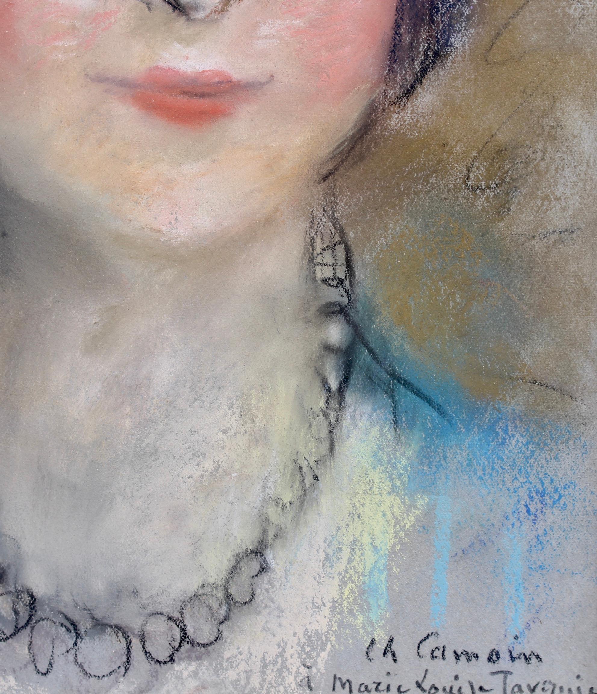 Portrait of Woman in Pearl Necklace For Sale 7