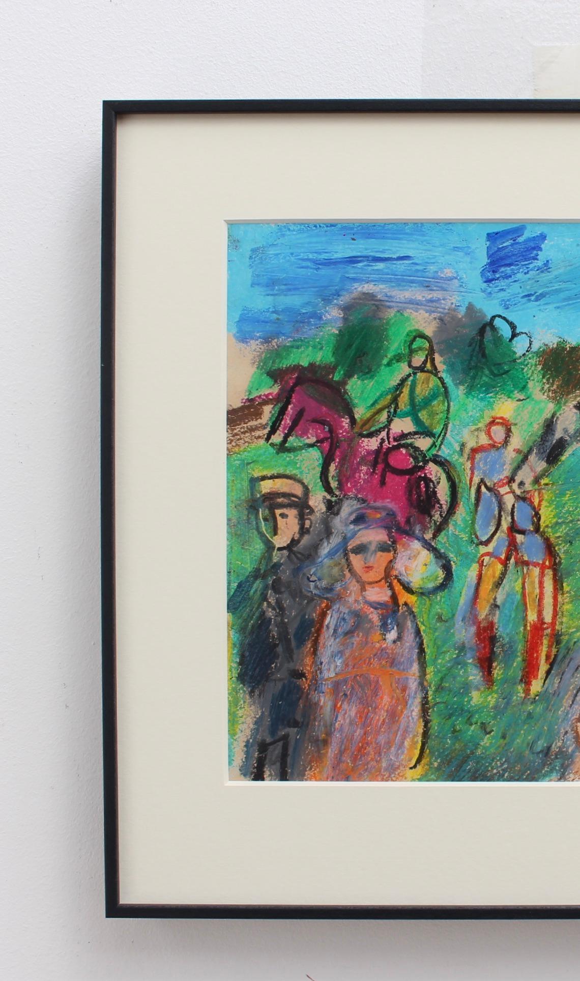 The Parade Ring at the Races - Expressionist Painting by Maurice EMPI