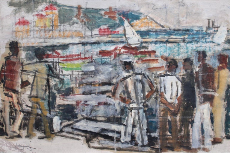 Sailors in the Port of Nice - Mixed Media Art by Alfred Salvignol